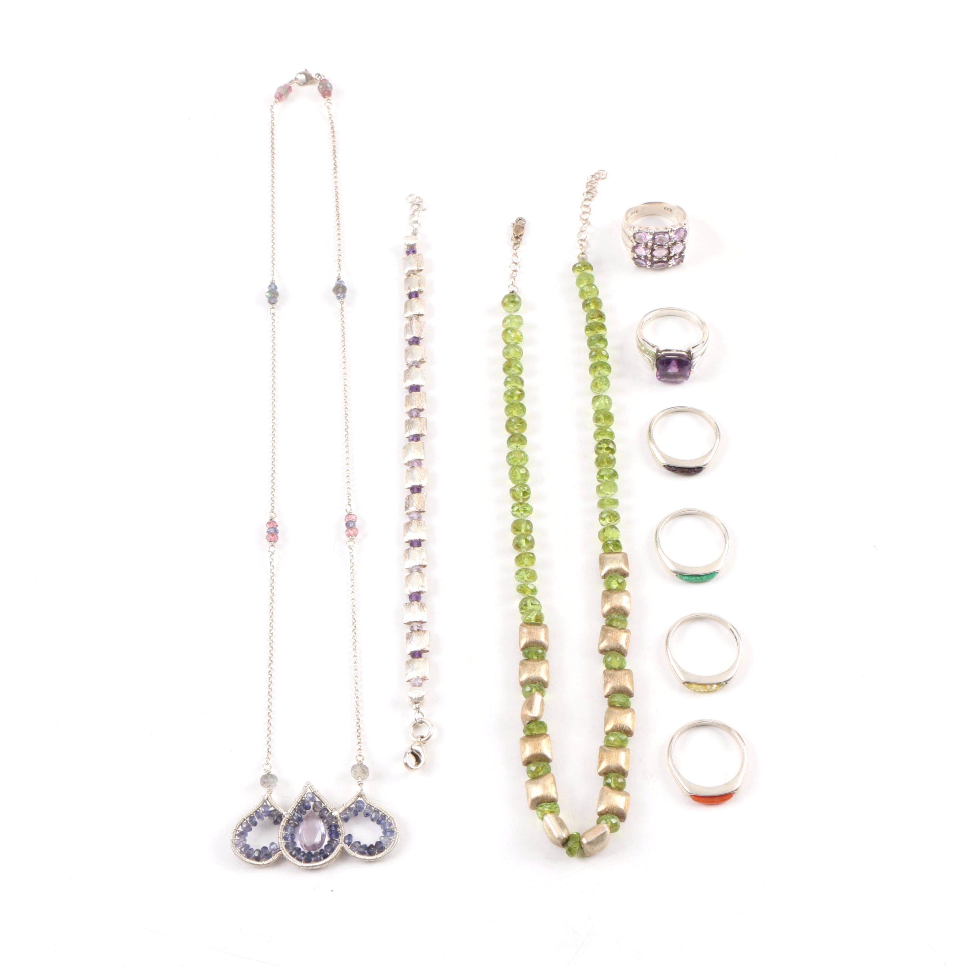 Sterling Silver Jewelry Including Pieces with Peridot