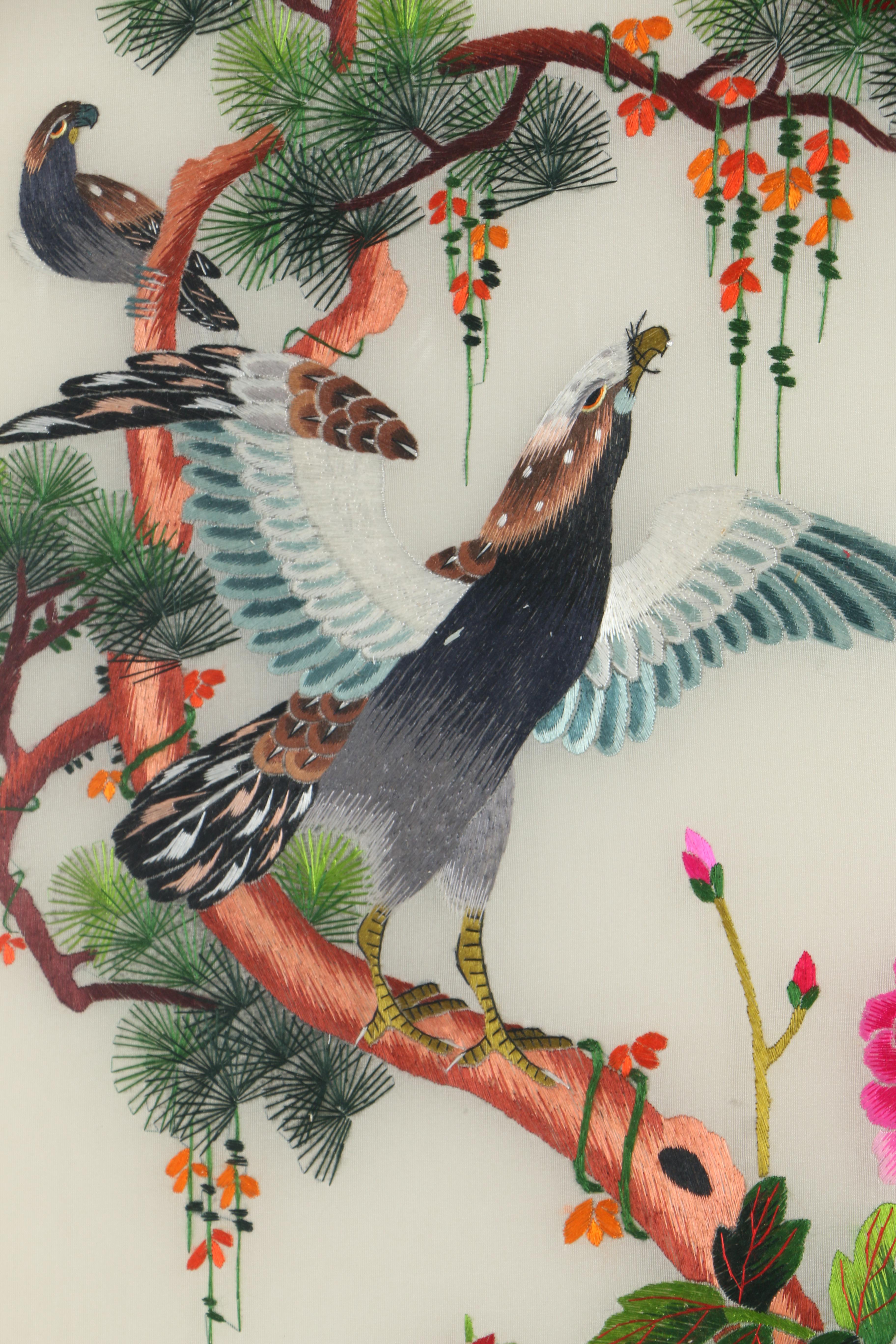 Chinese Silk Embroidery of Birds and Flowers