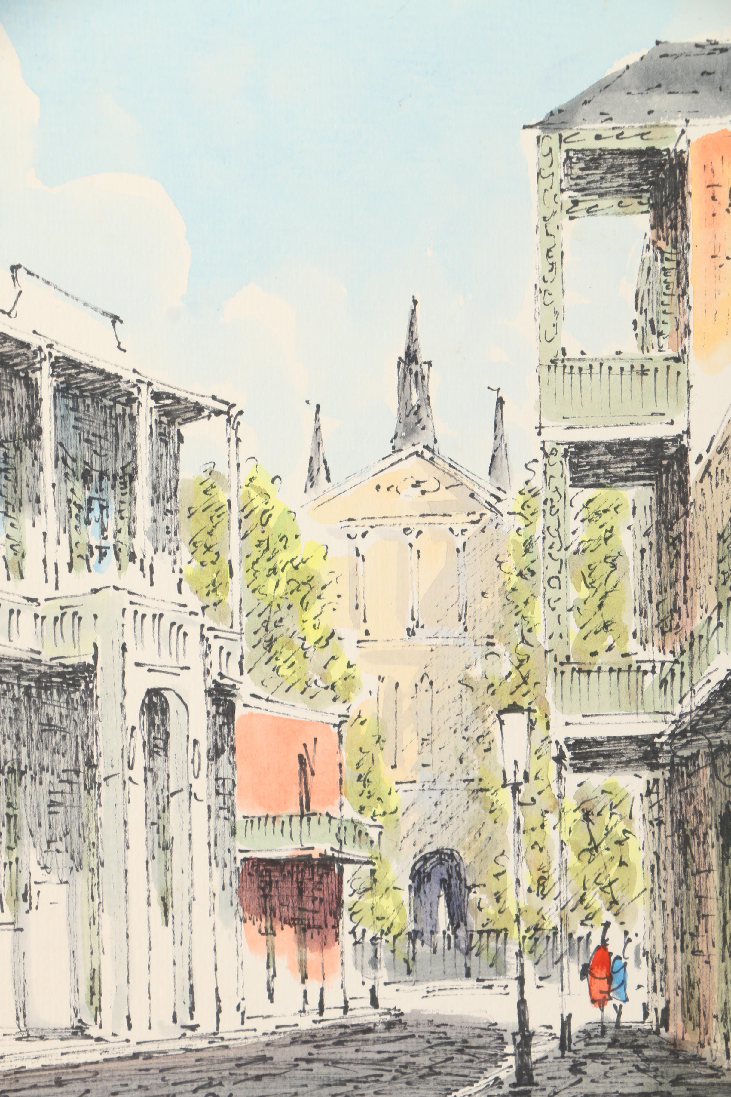 M. Neeld Watercolor Painting of a Street