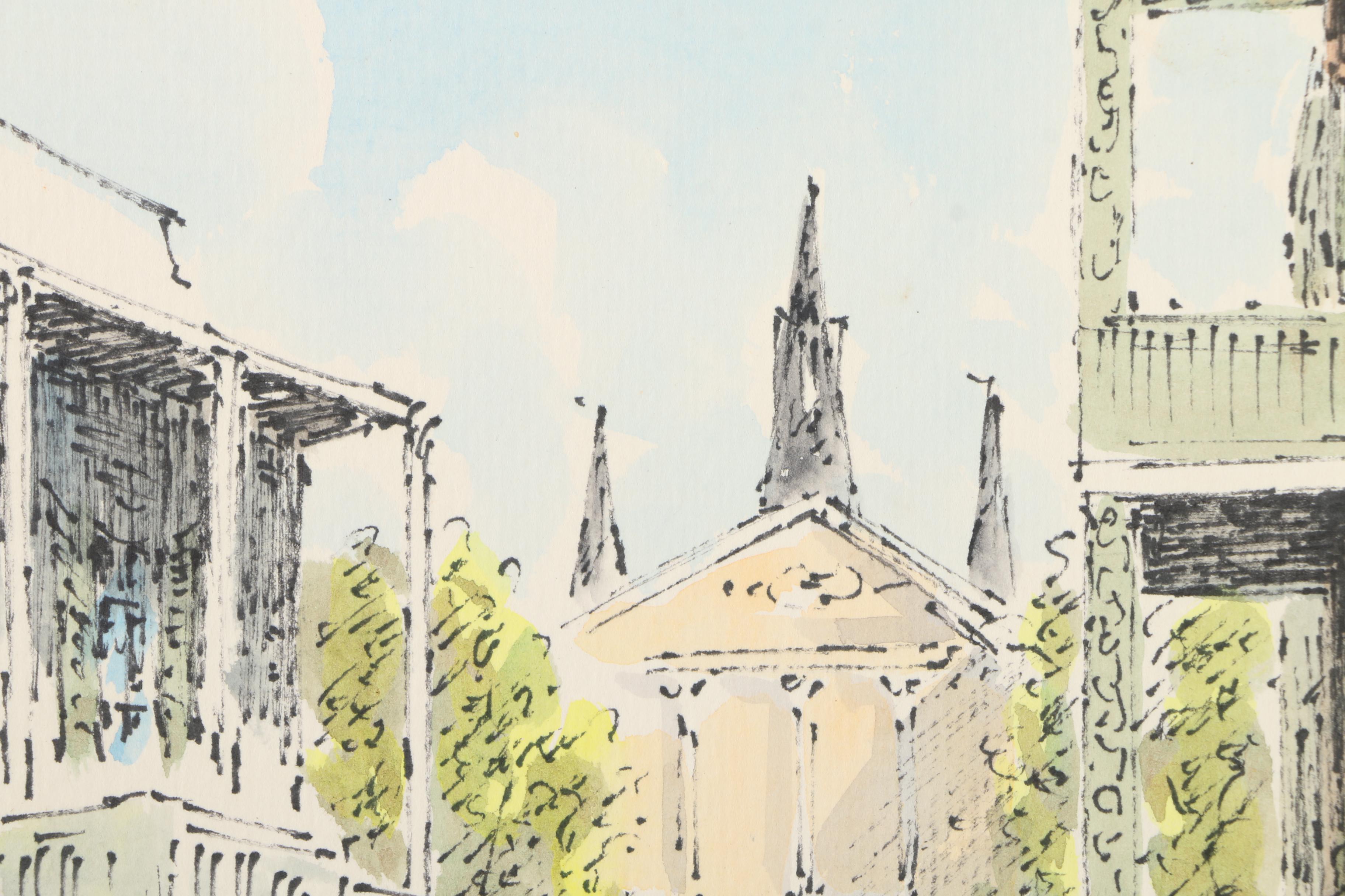 M. Neeld Watercolor Painting of a Street