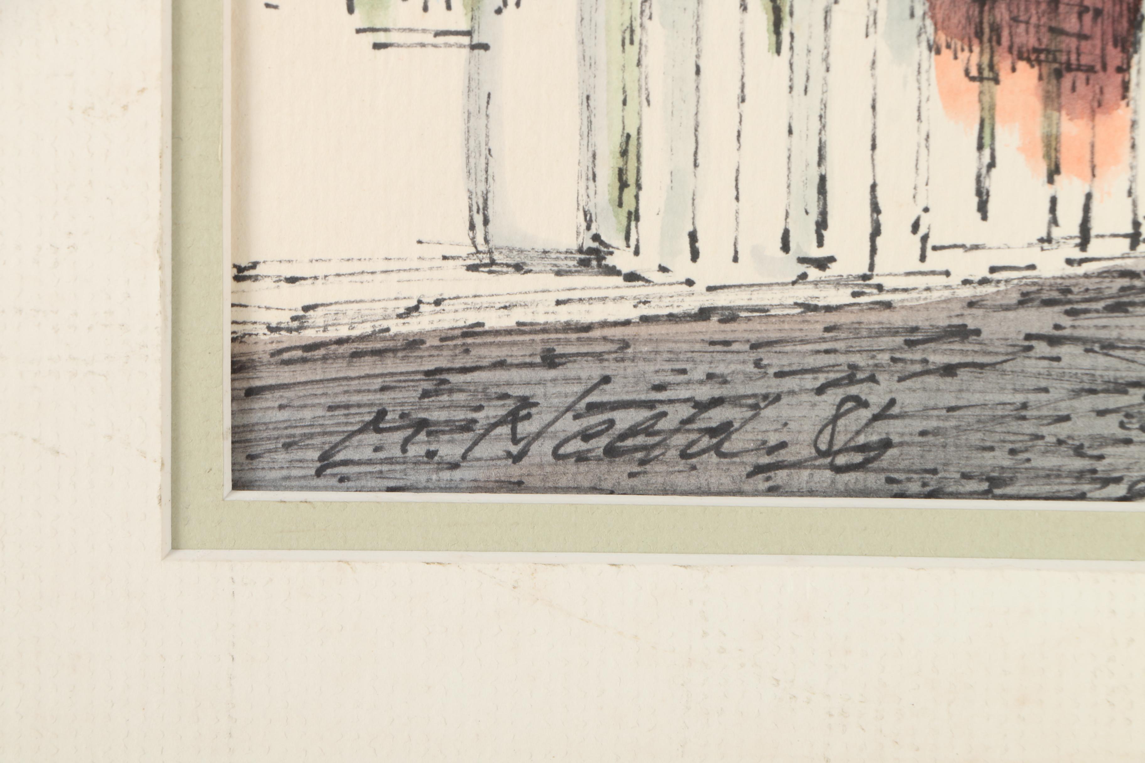 M. Neeld Watercolor Painting of a Street