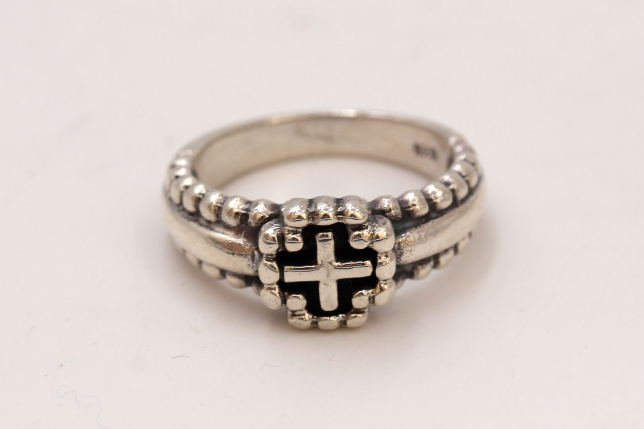 Sterling Silver Nativity Pendant Necklace and Cross Ring