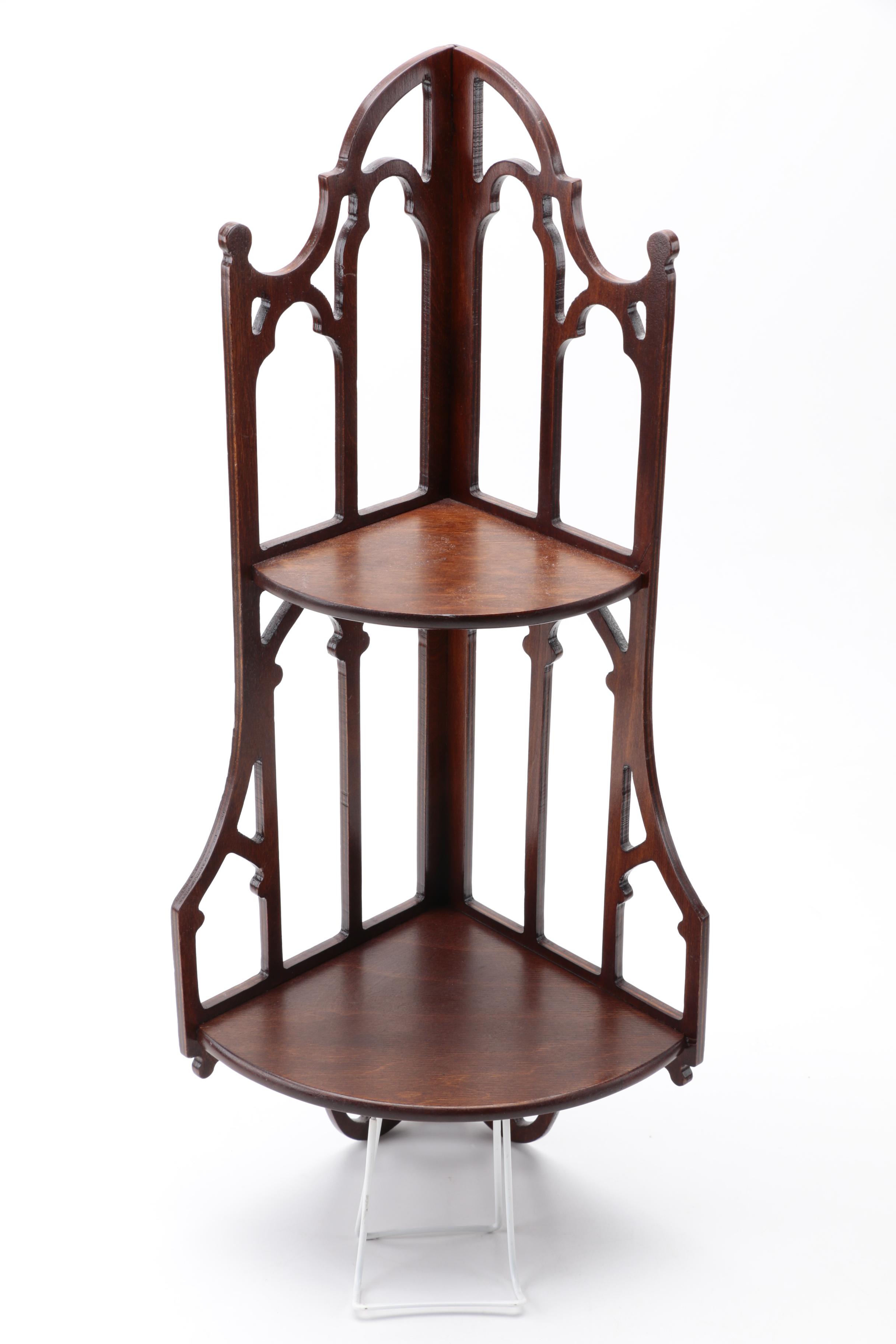 Pair of Butler Gothic Style Corner Shelves