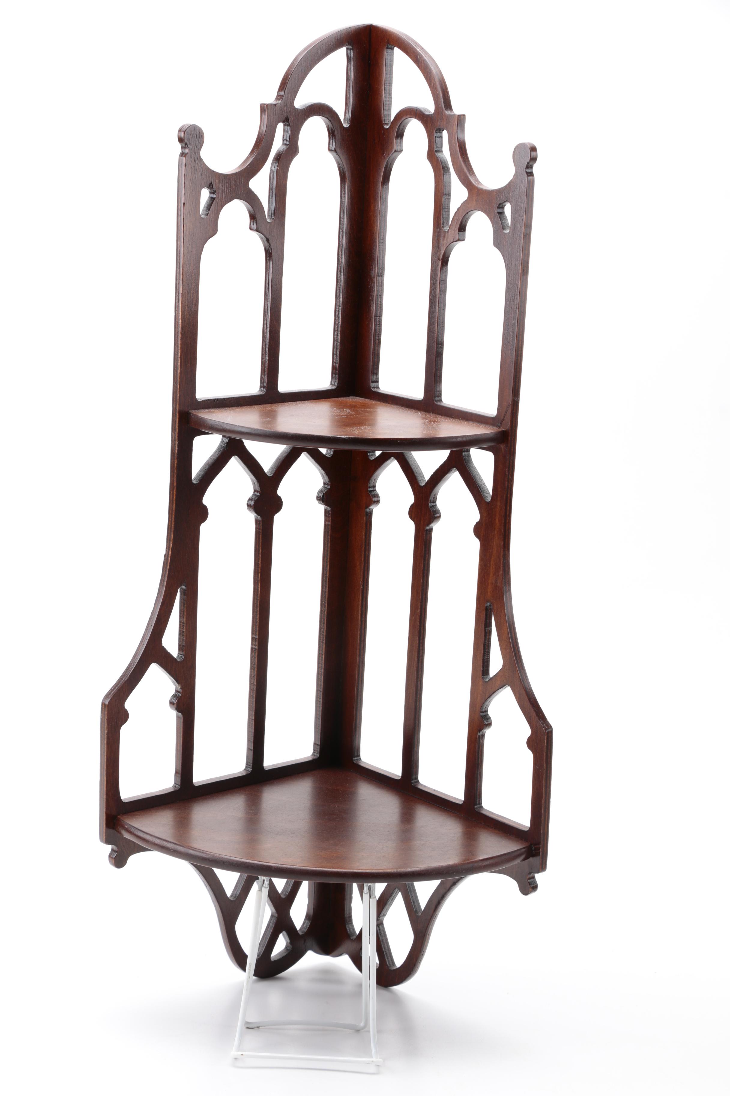 Pair of Butler Gothic Style Corner Shelves