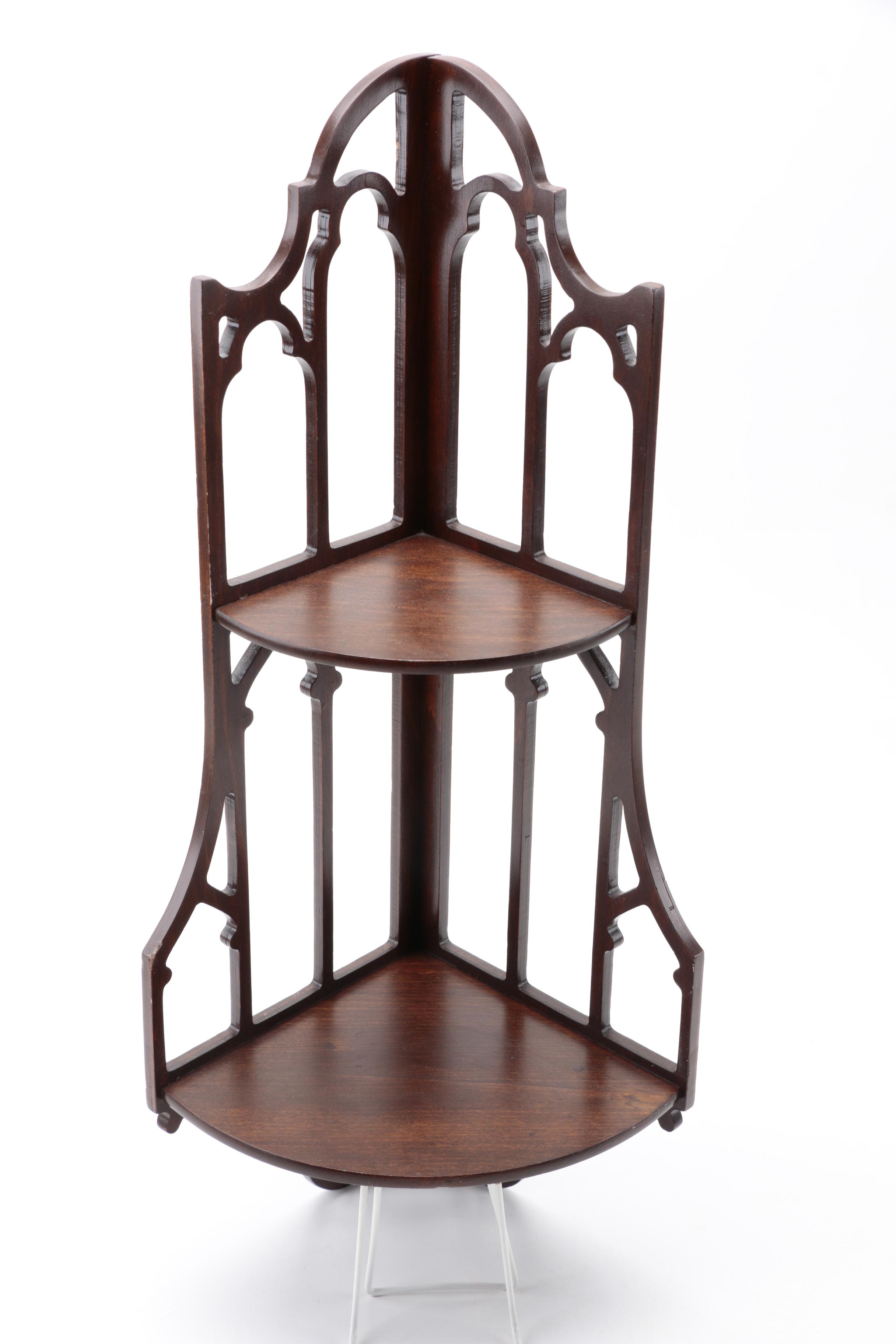 Pair of Butler Gothic Style Corner Shelves