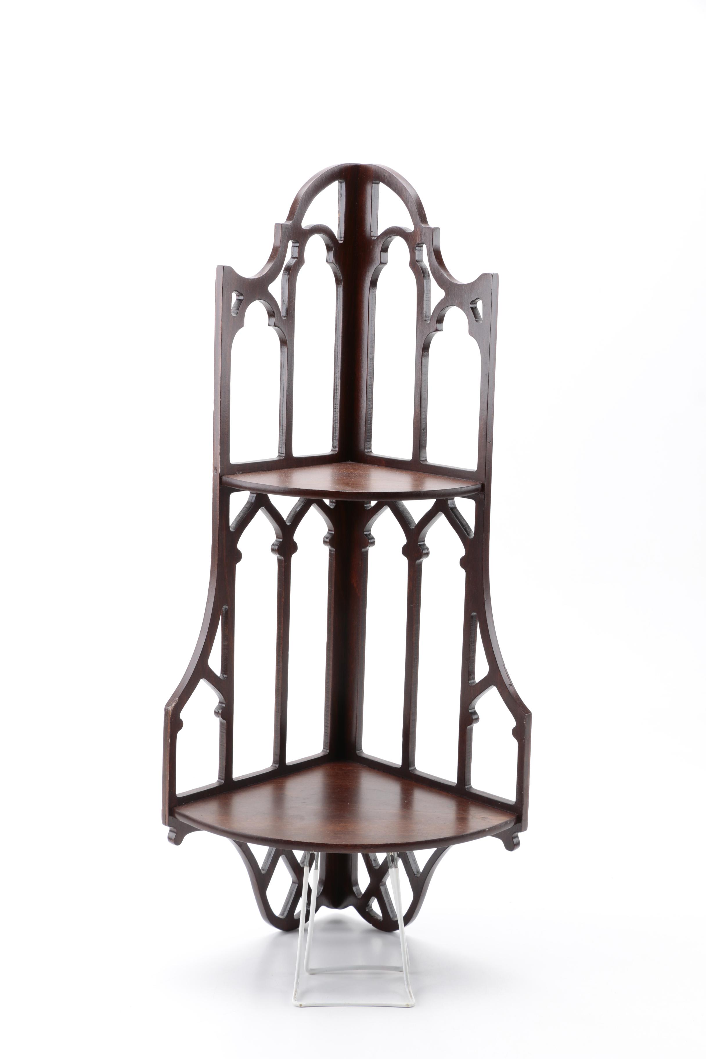 Pair of Butler Gothic Style Corner Shelves