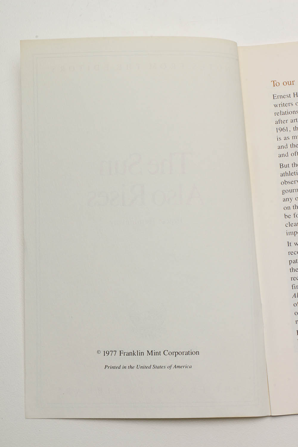 Franklin Library "Masterpieces of American Literature" Hemingway and Twain