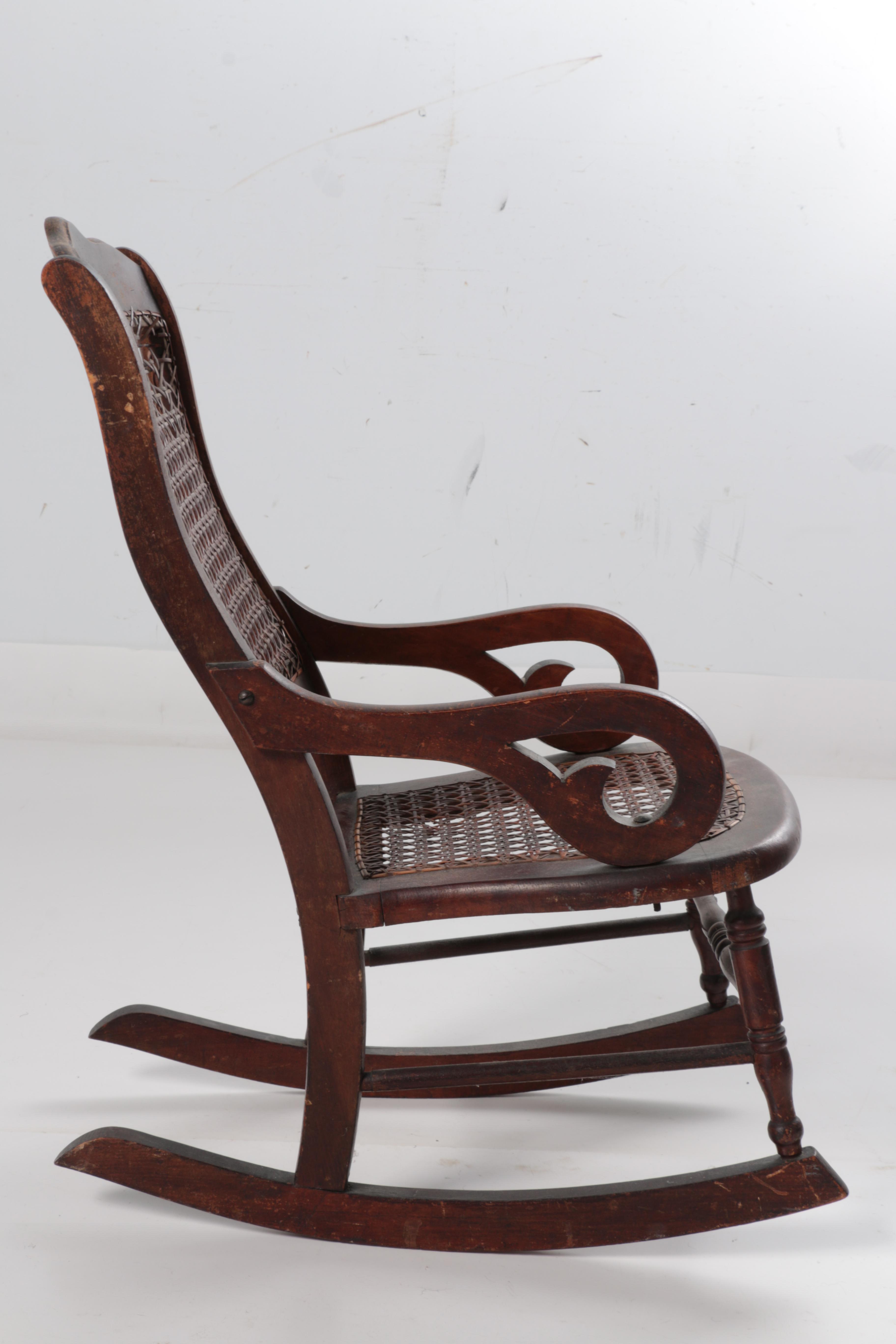 Vintage Porcelain Doll and Rocking Chair