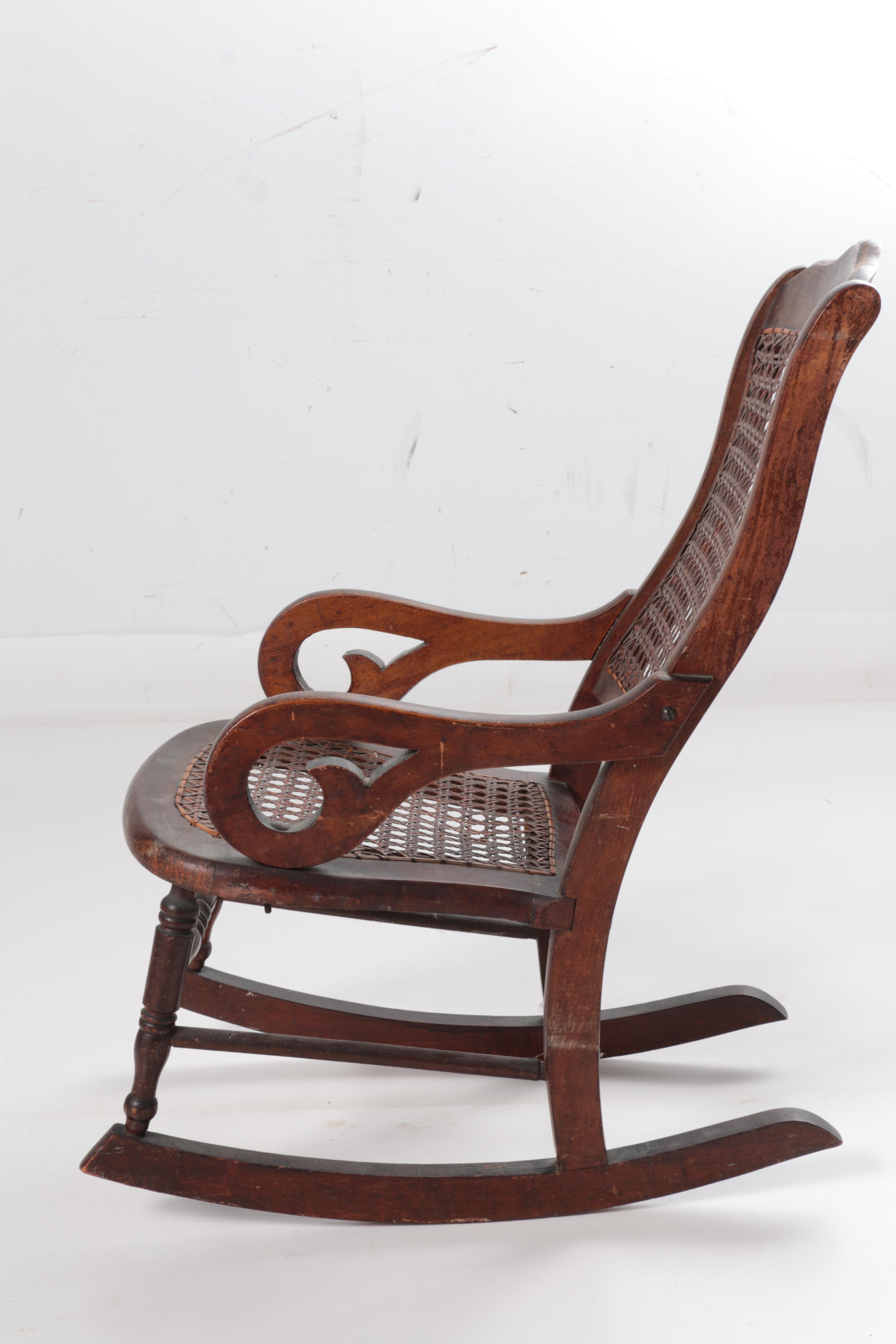 Vintage Porcelain Doll and Rocking Chair