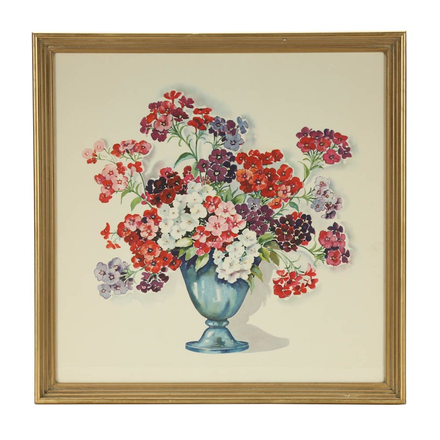 Offset Lithograph of Flowers in a Vase