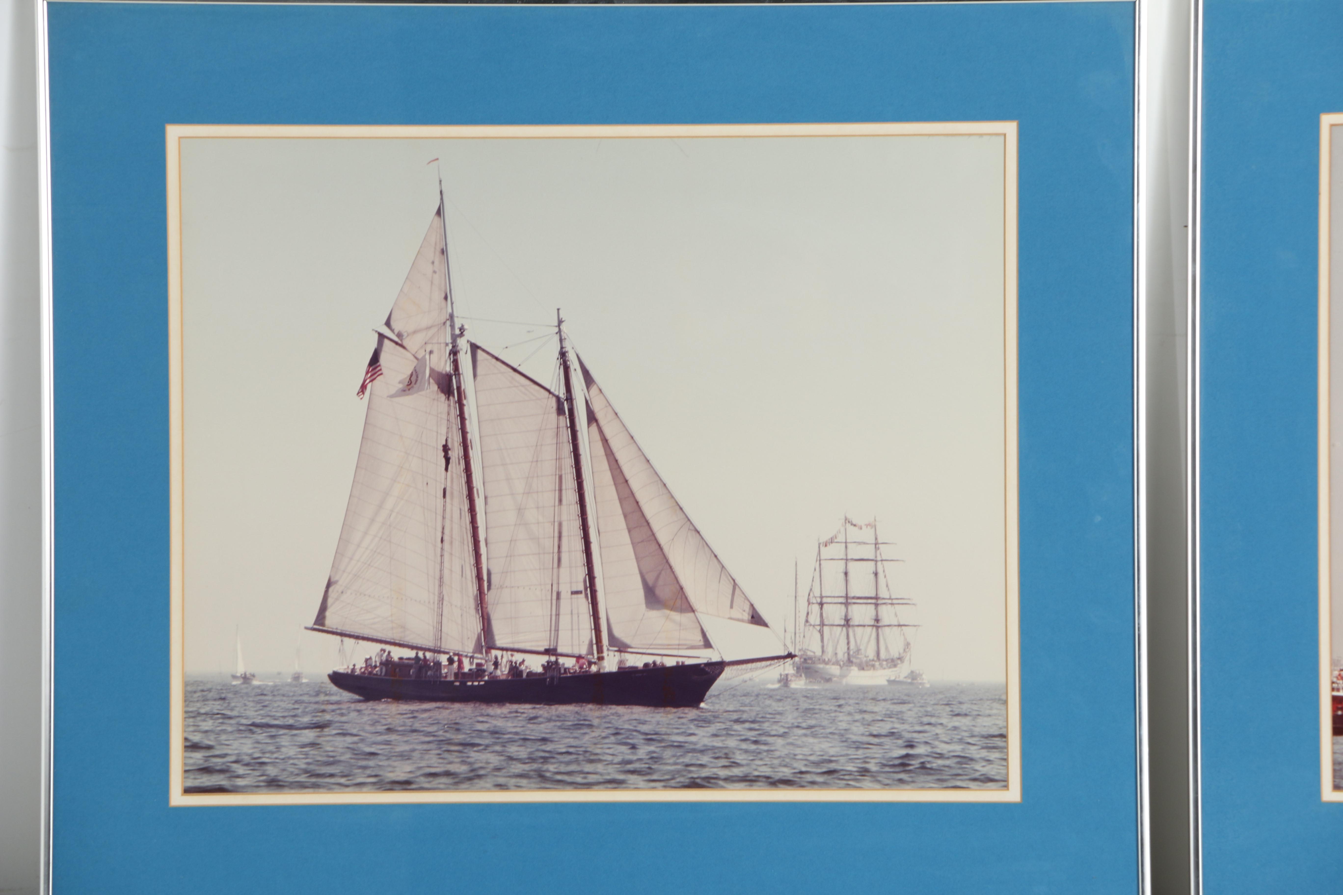 Two Framed Color Photographs of Large Ships