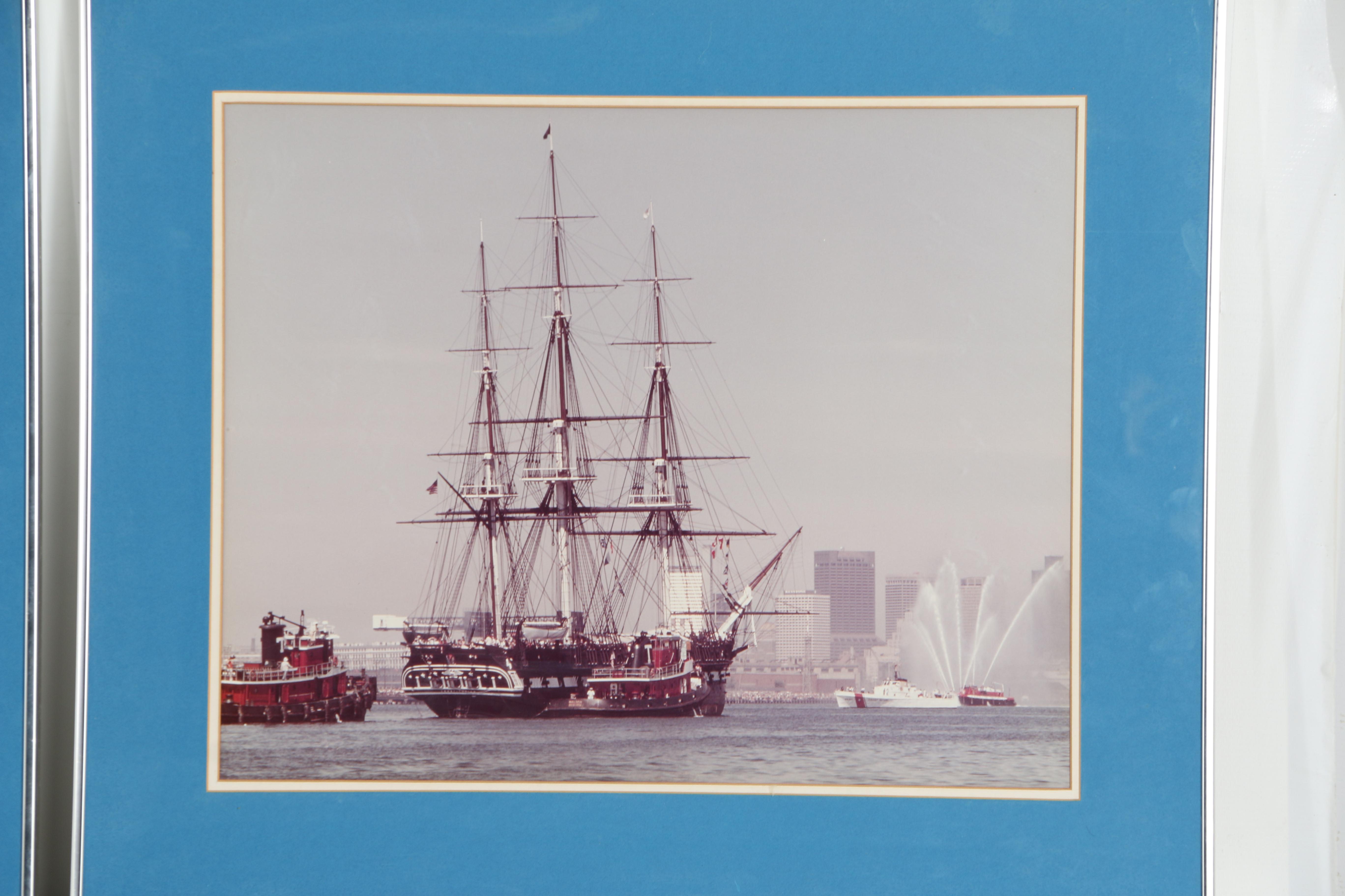 Two Framed Color Photographs of Large Ships