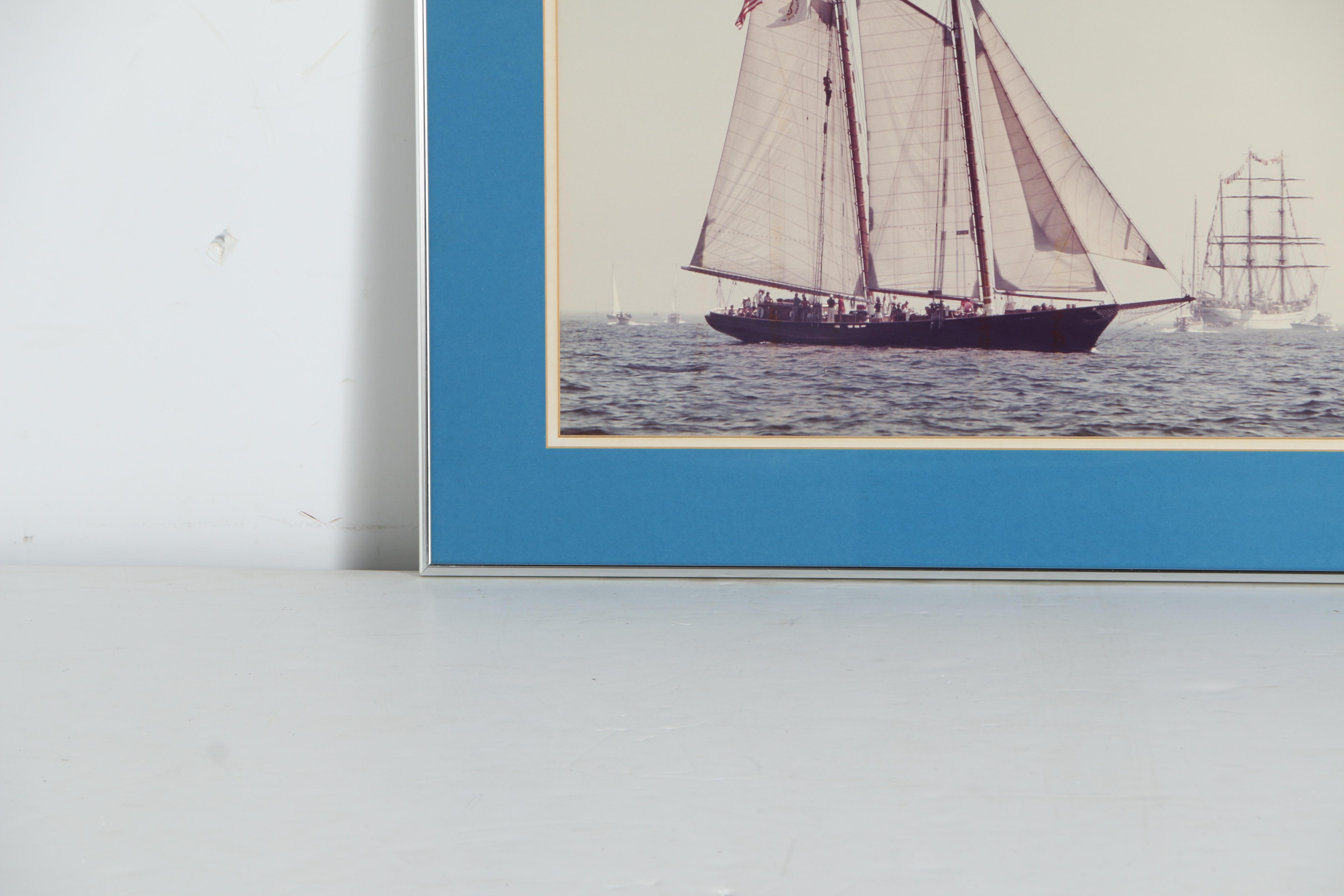 Two Framed Color Photographs of Large Ships