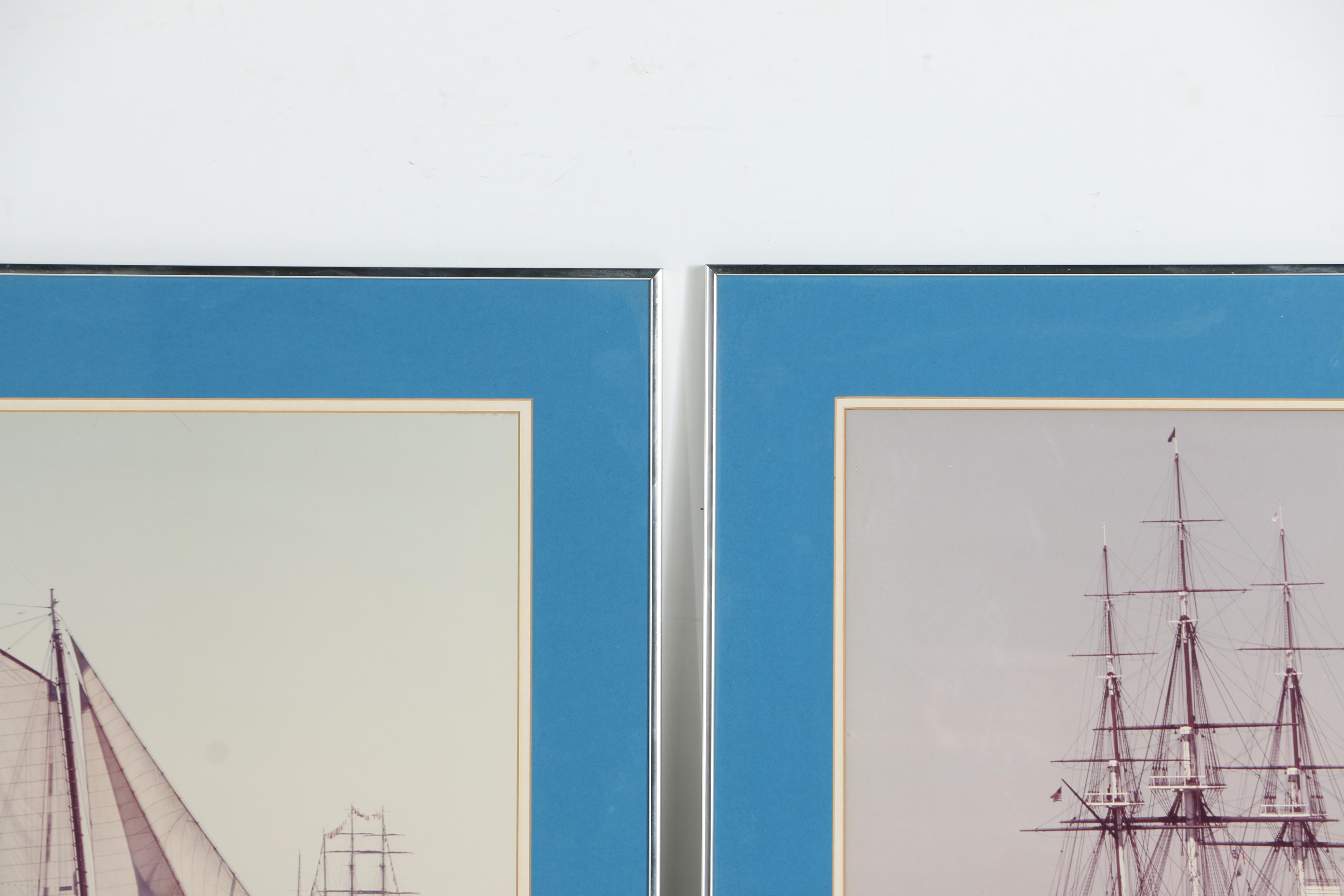 Two Framed Color Photographs of Large Ships