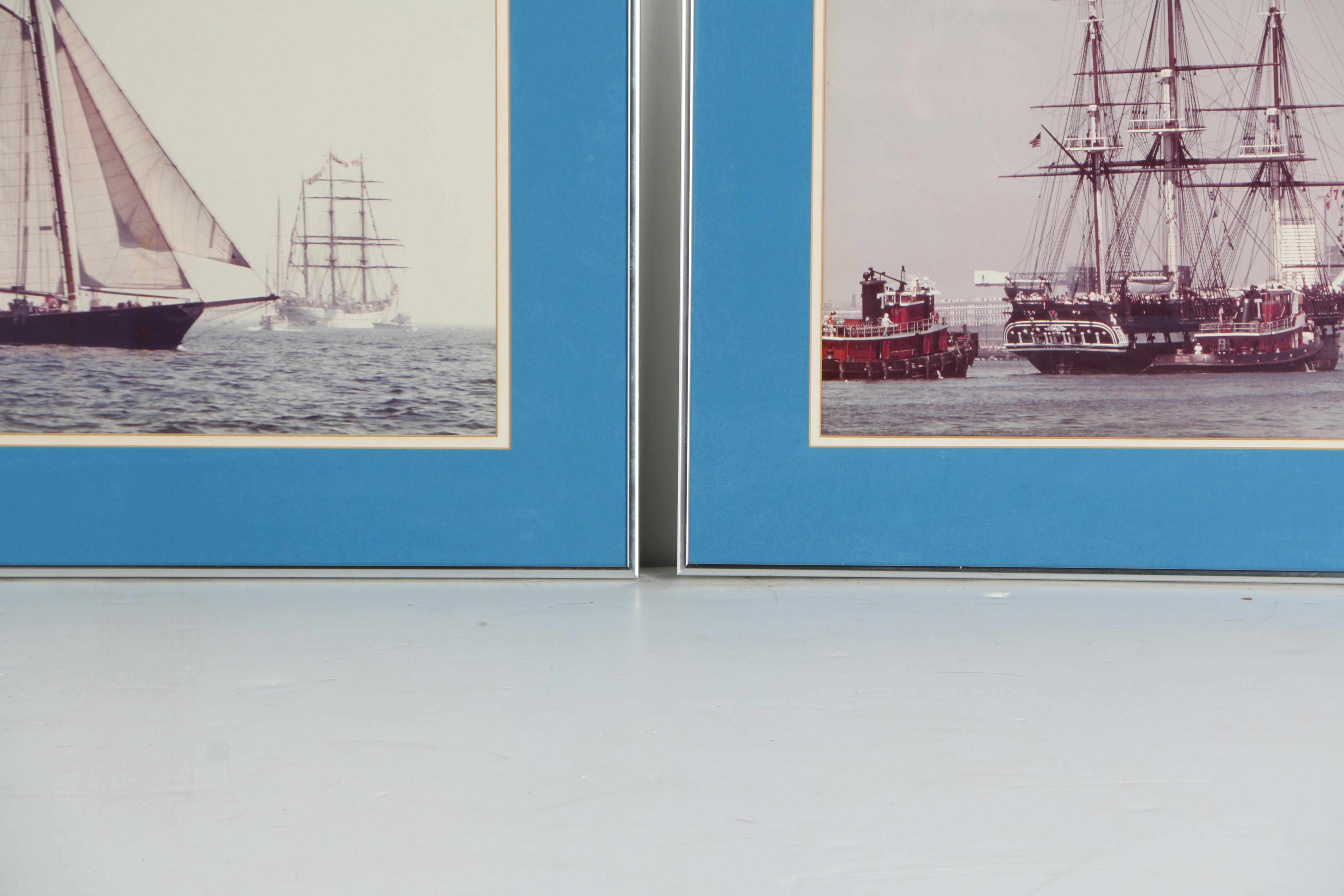 Two Framed Color Photographs of Large Ships
