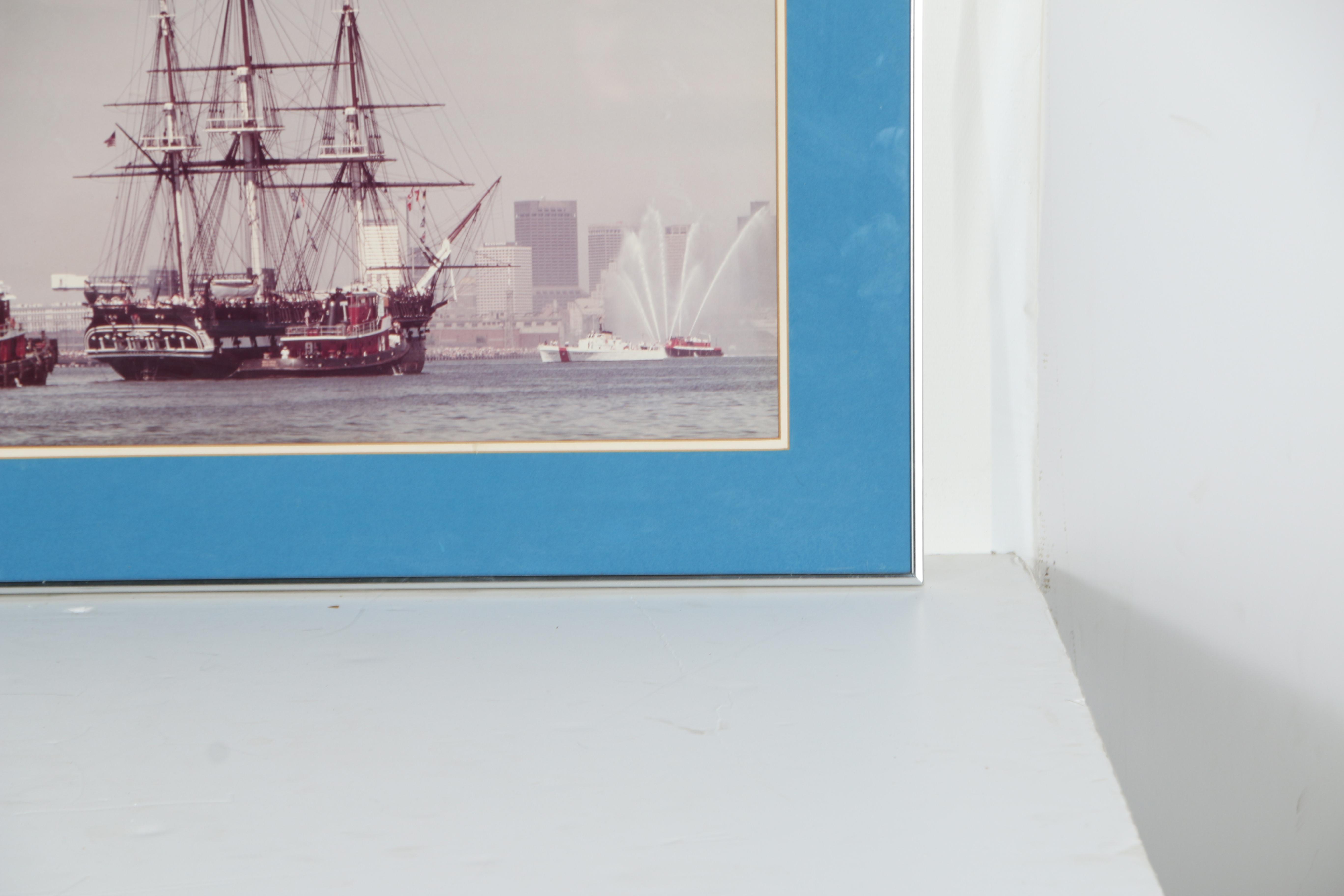 Two Framed Color Photographs of Large Ships
