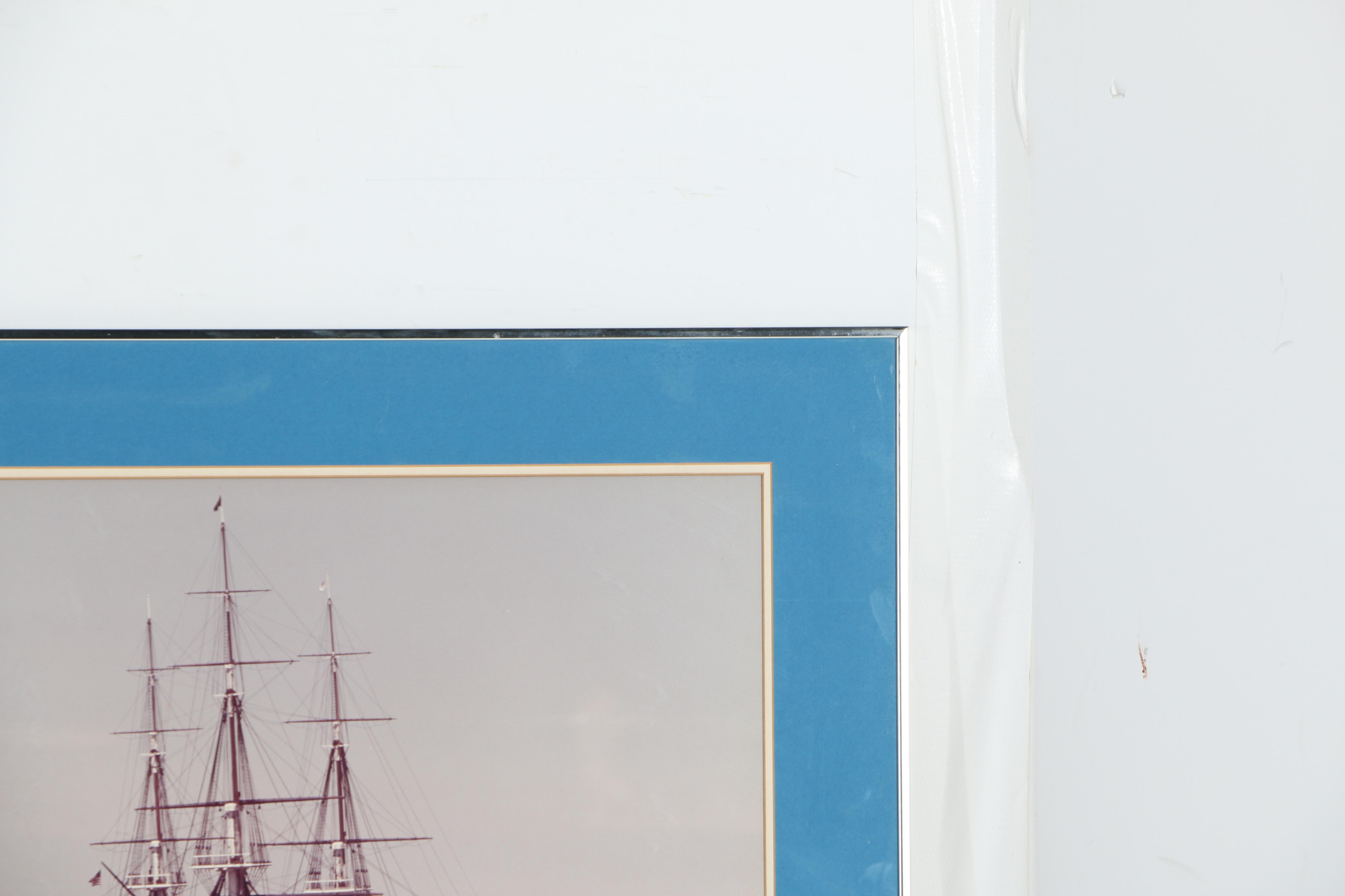 Two Framed Color Photographs of Large Ships