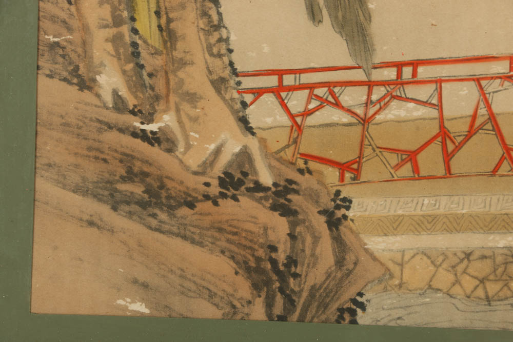 Hand-Colored Offset Lithograph After a Chinese Watercolor