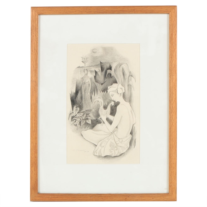 Don Werner Graphite Drawing on Paper of Figurative Scene