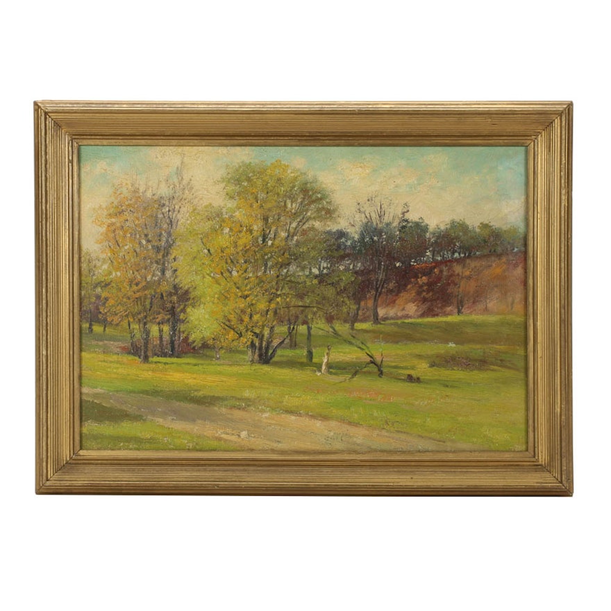 Oil Painting on Academy Board of a Landscape
