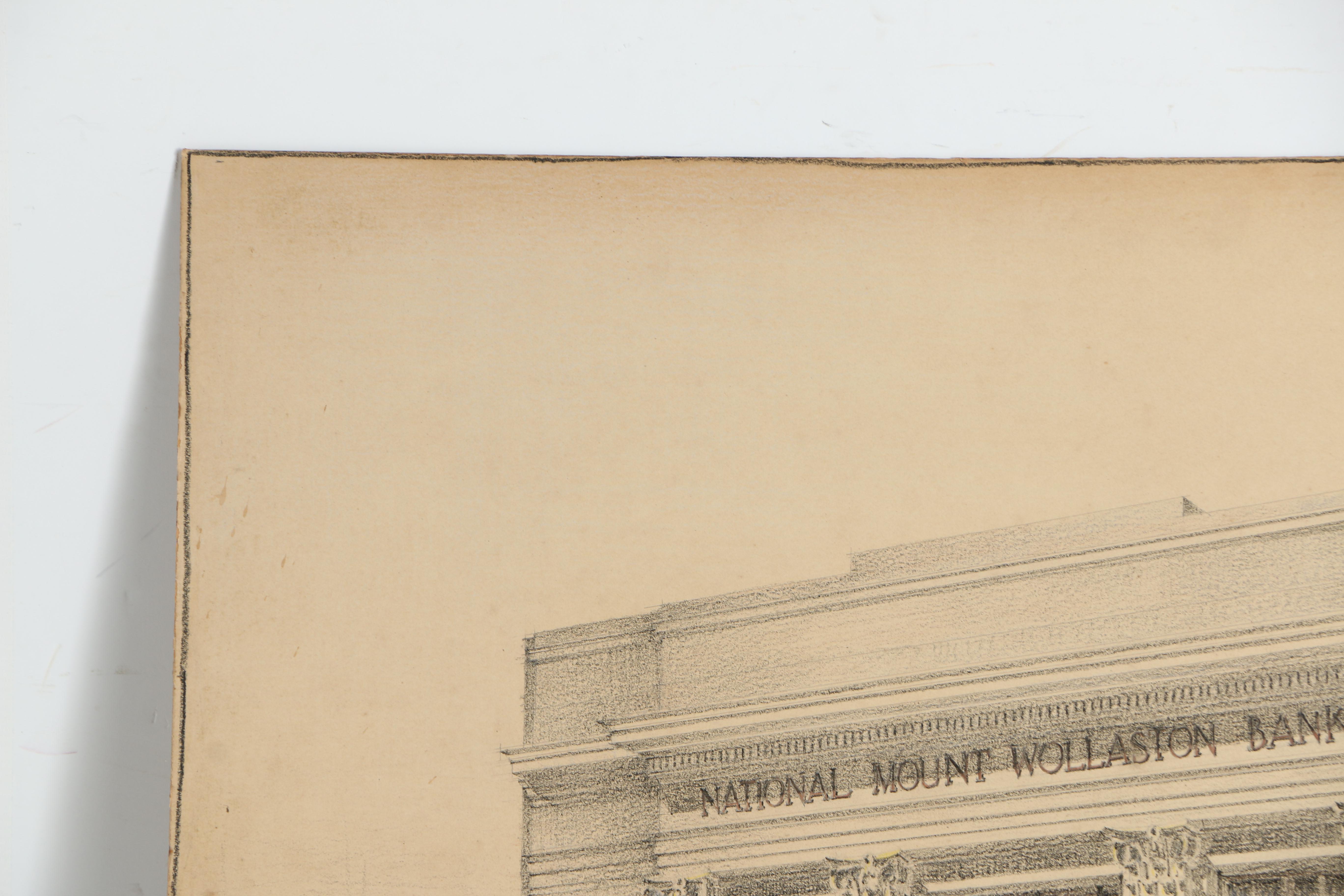 Crayon Architectural Drawing of National Mount Wollaston Bank