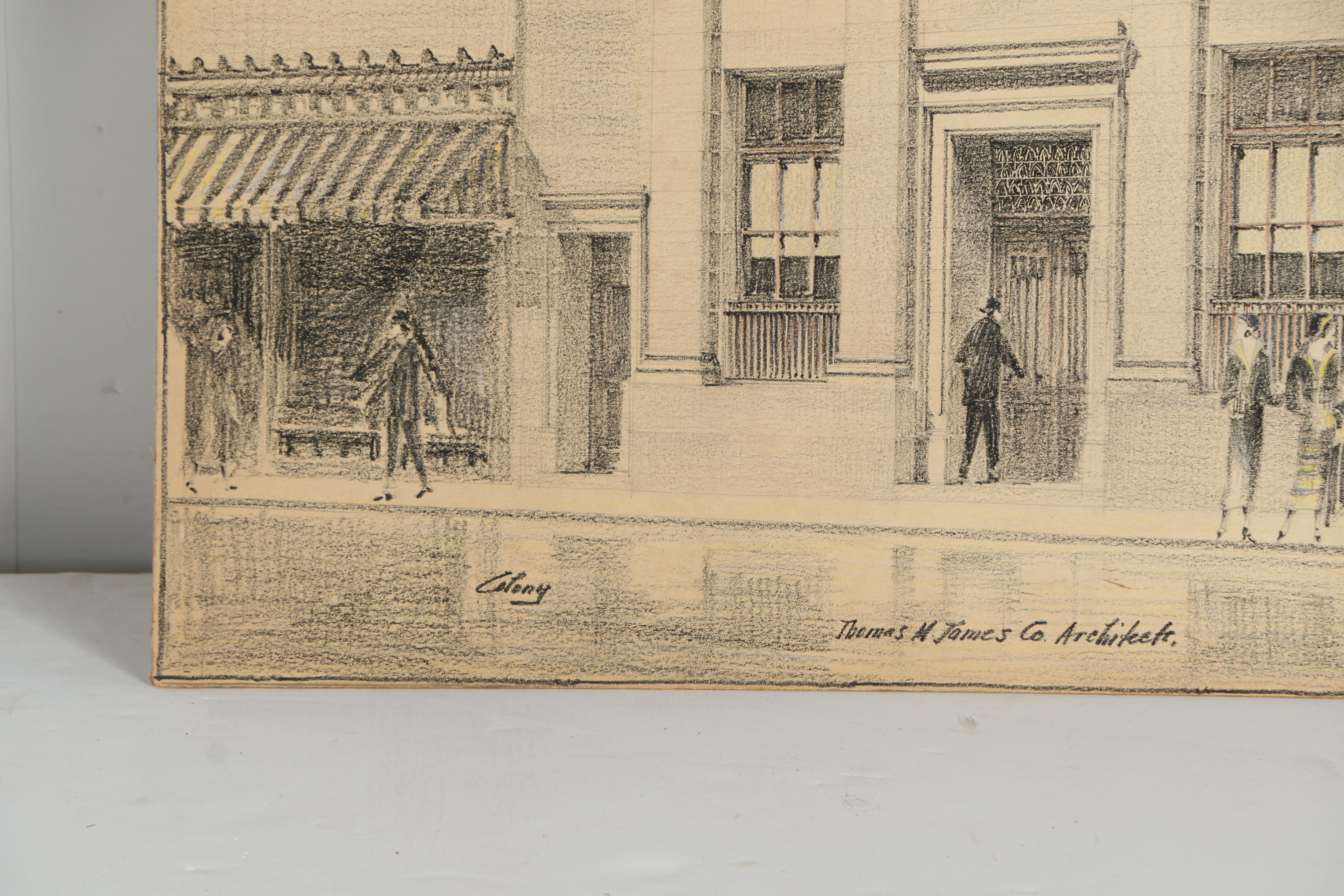 Crayon Architectural Drawing of National Mount Wollaston Bank