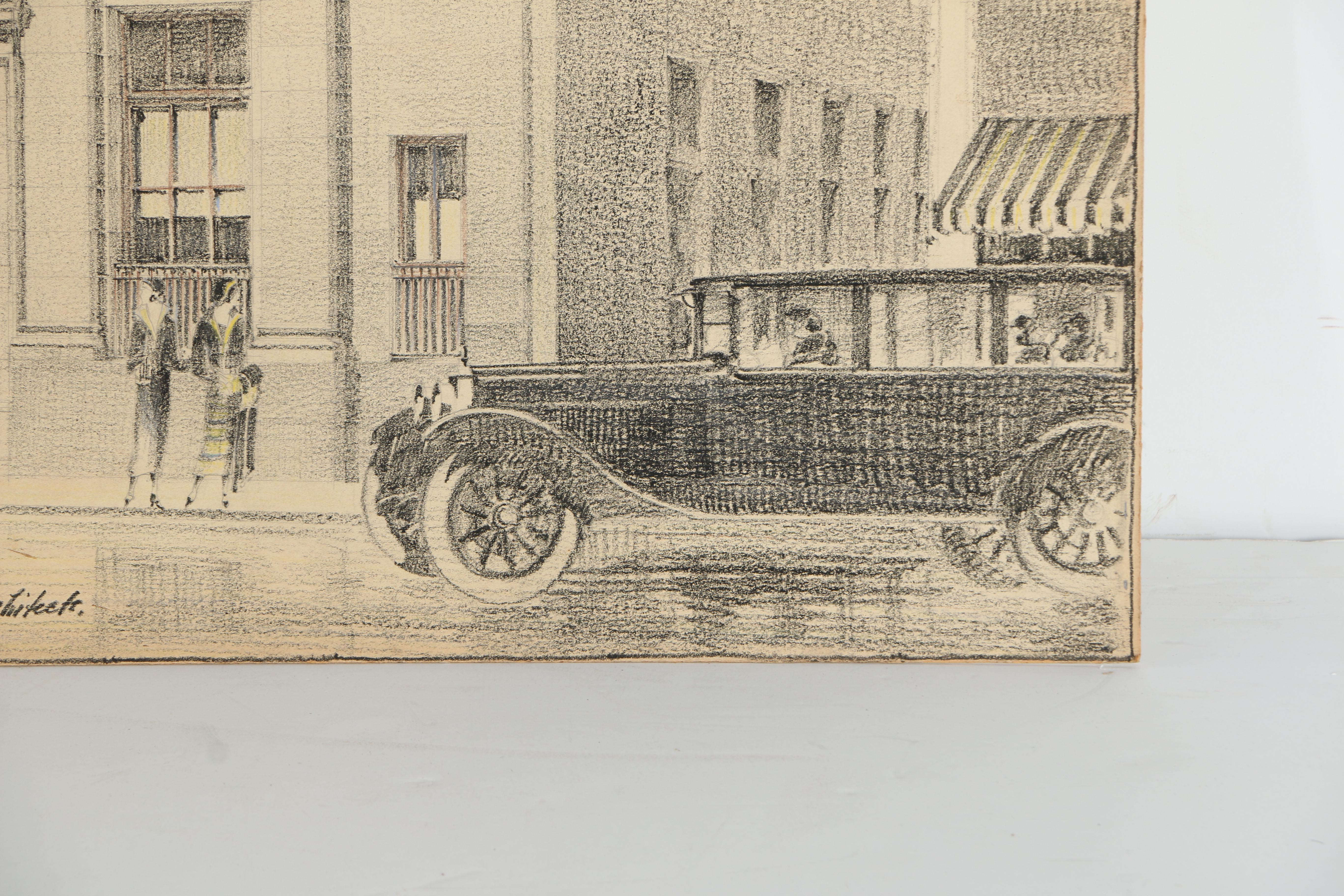 Crayon Architectural Drawing of National Mount Wollaston Bank