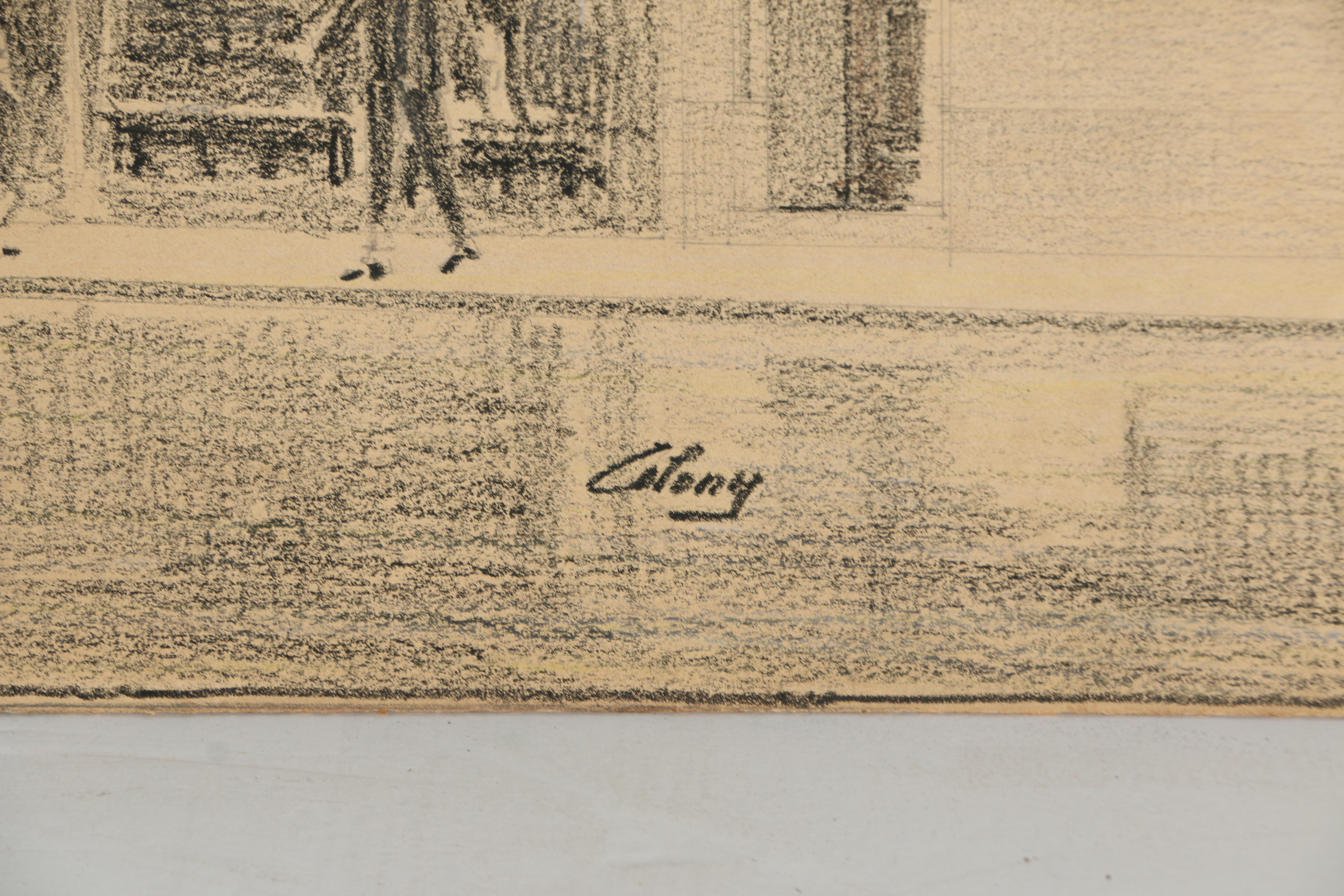 Crayon Architectural Drawing of National Mount Wollaston Bank