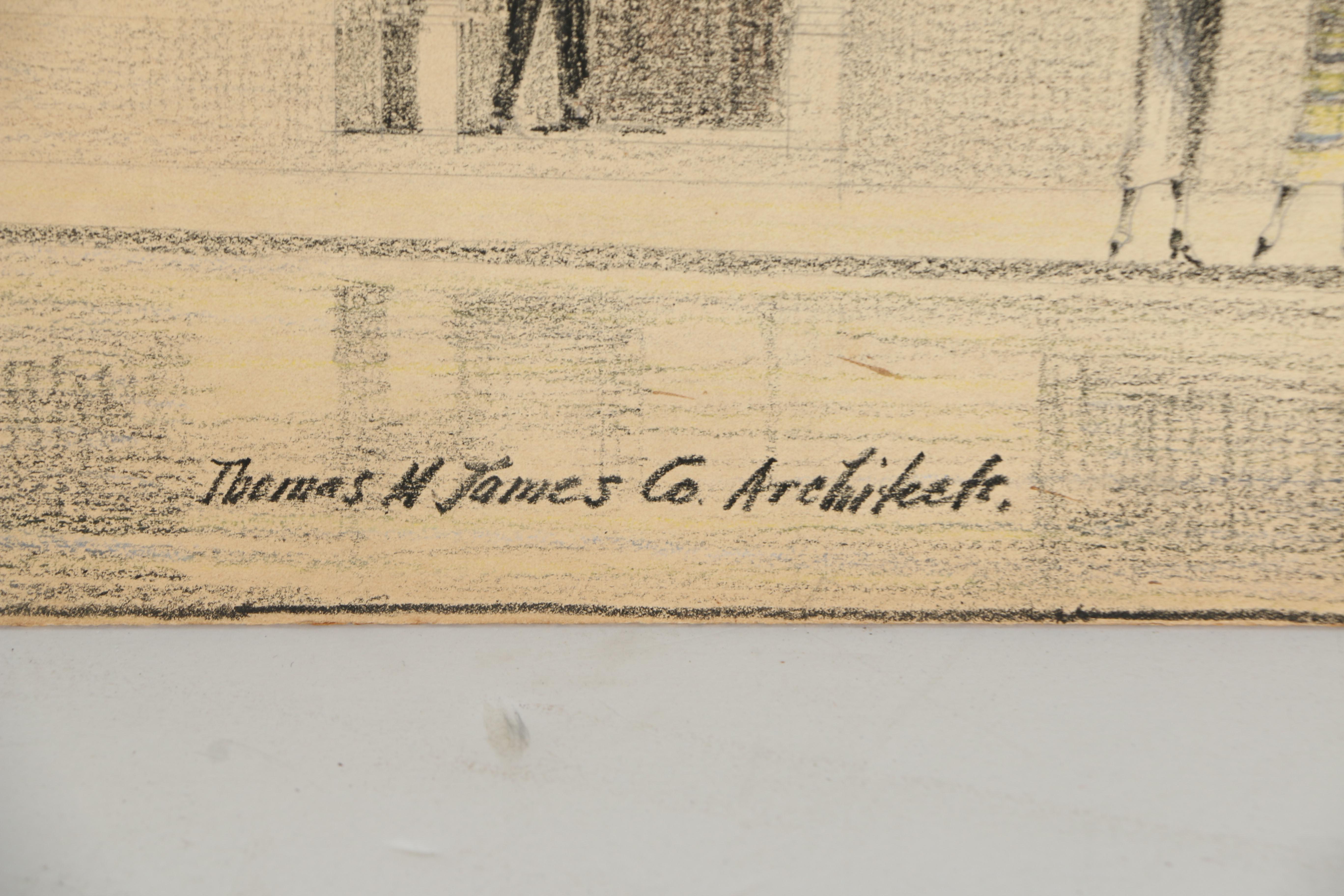 Crayon Architectural Drawing of National Mount Wollaston Bank