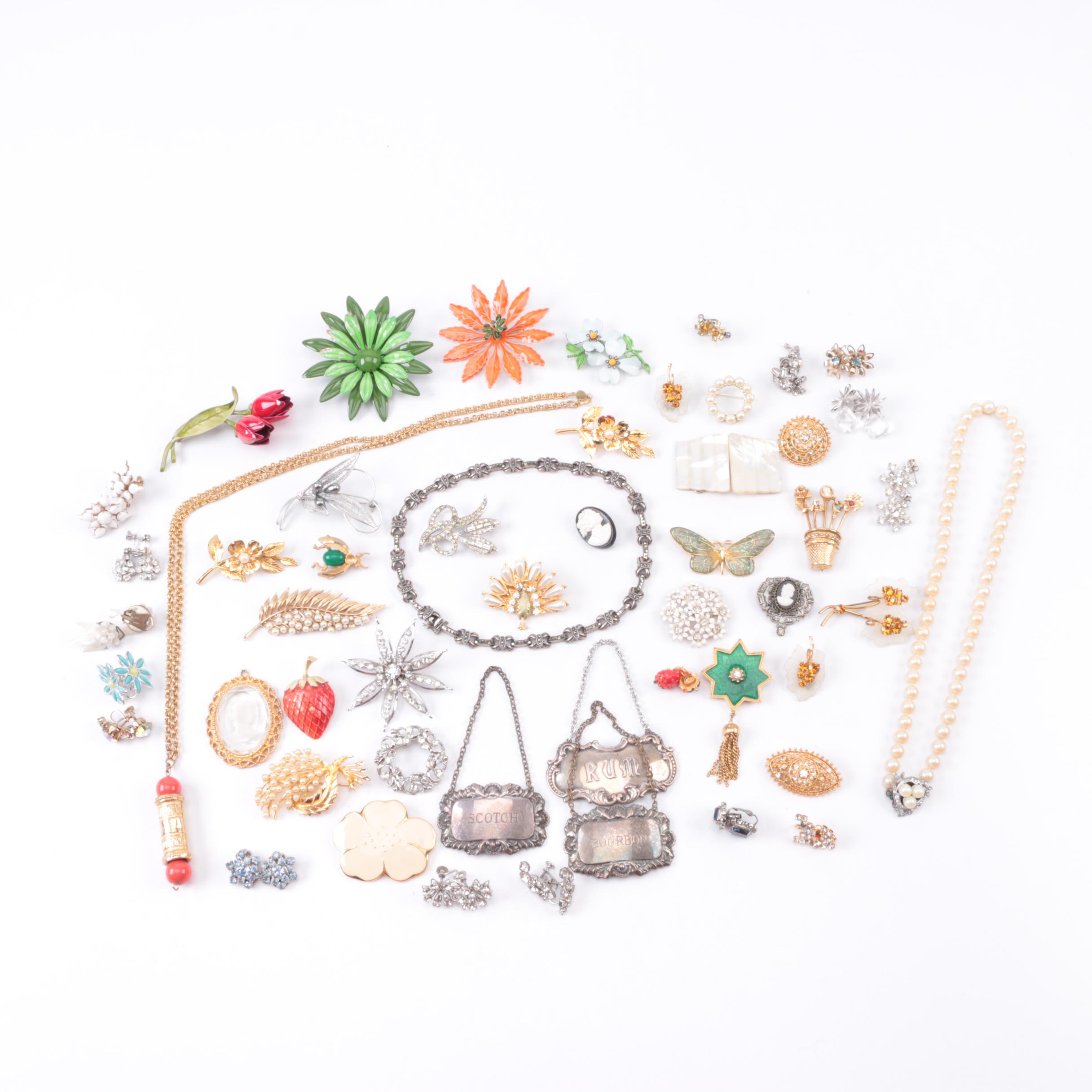 Vintage Costume Jewelry Including Sterling Silver