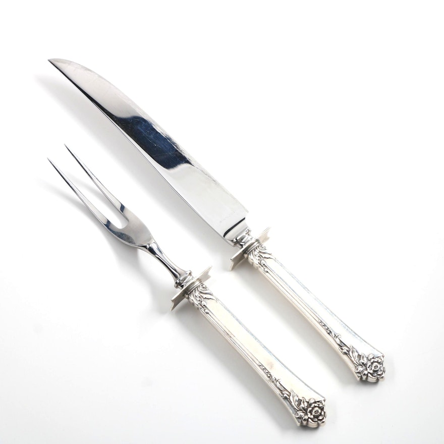 Sterling Silver Handled Carving Knife and Fork Set