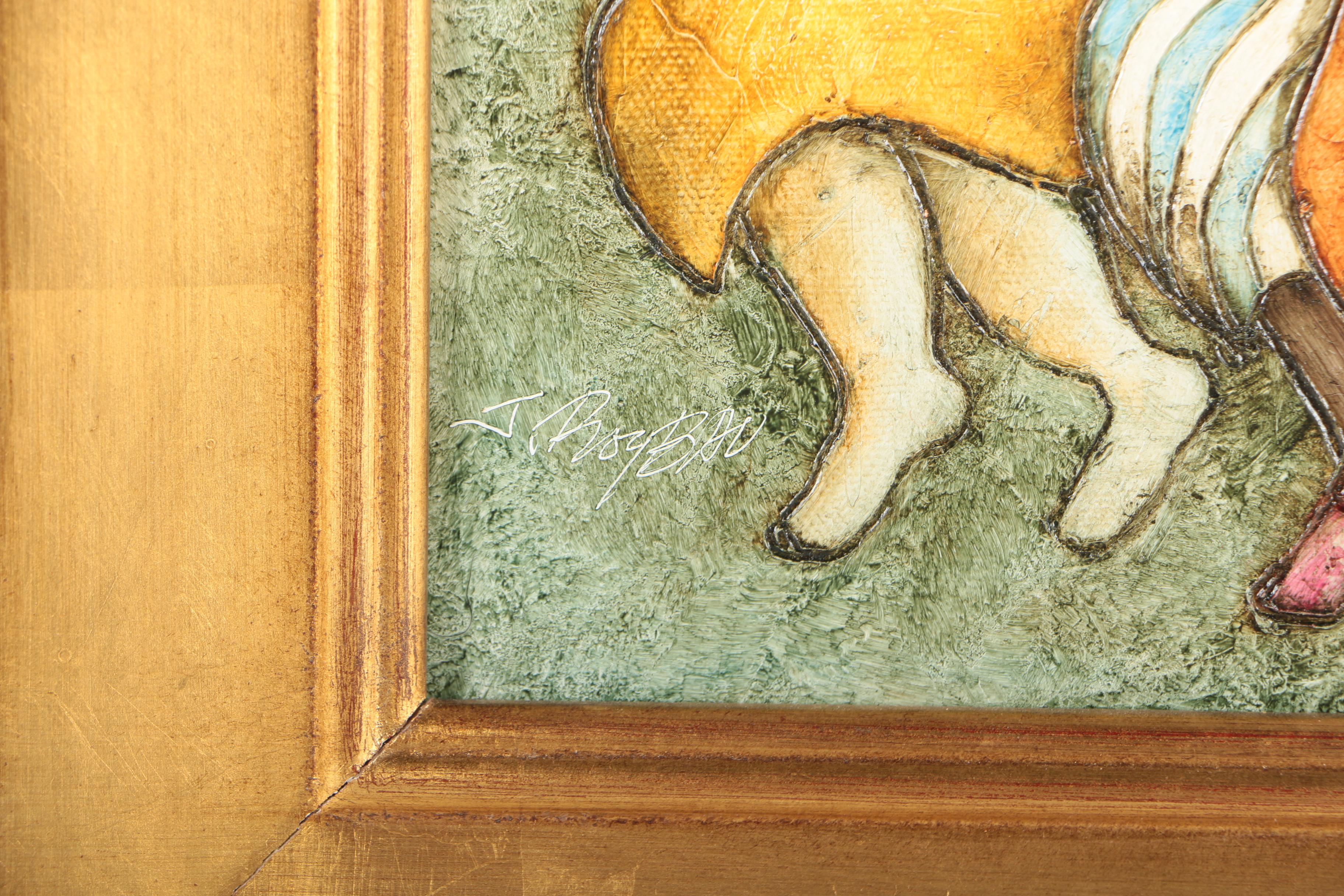 Joyce Roybal Oil Painting on Canvas "Violin & Cello"