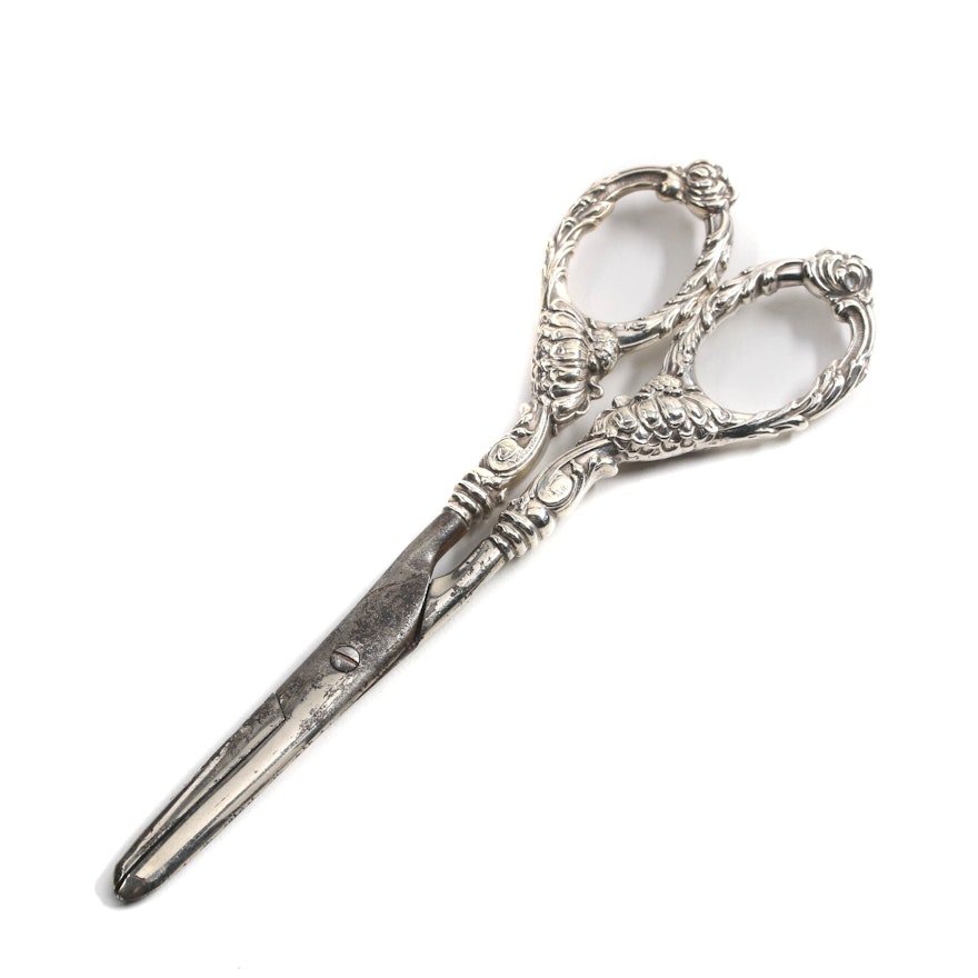 Sterling Silver Repoussé Handled Scissors