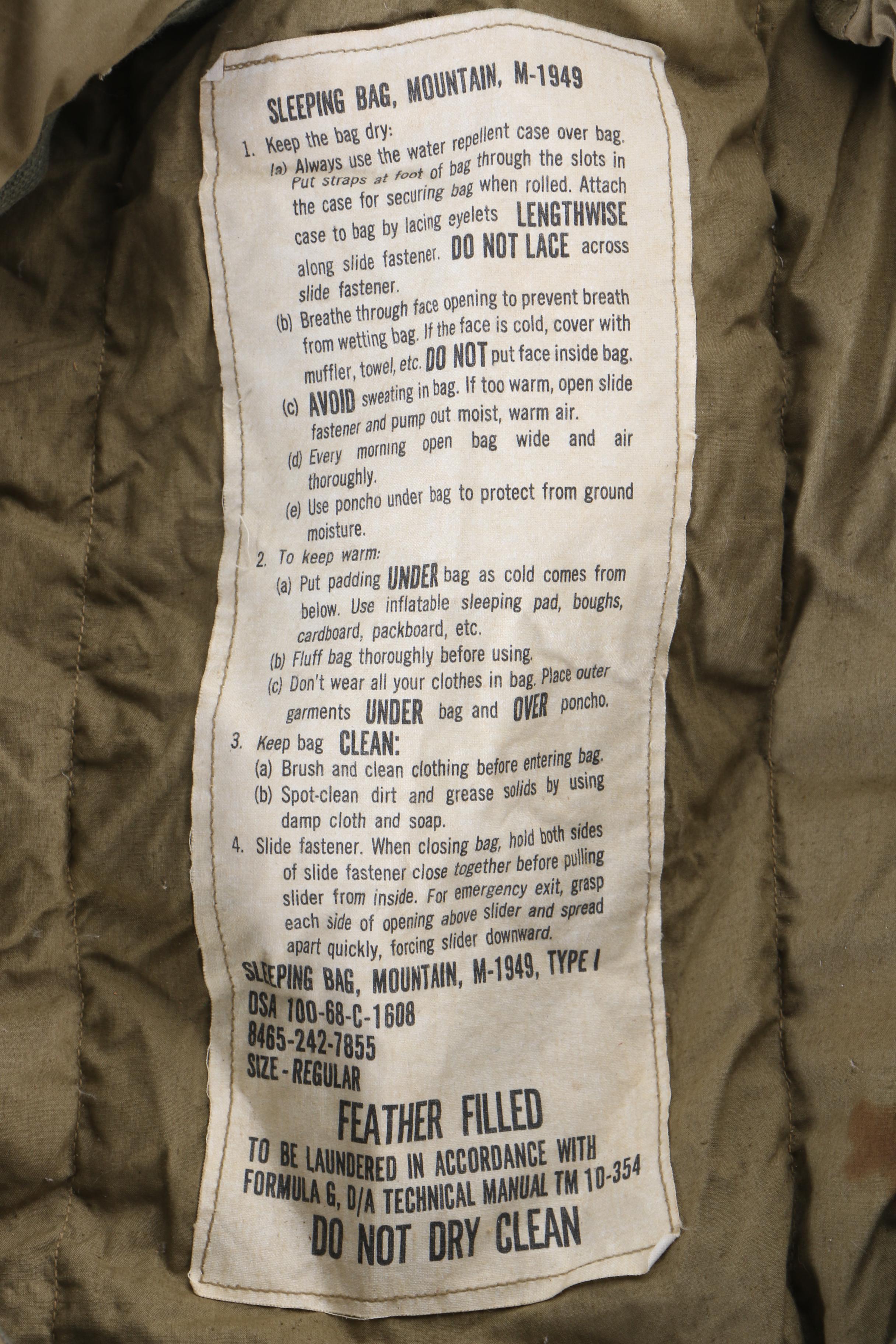 Military Shelter Half and Sleeping Bag