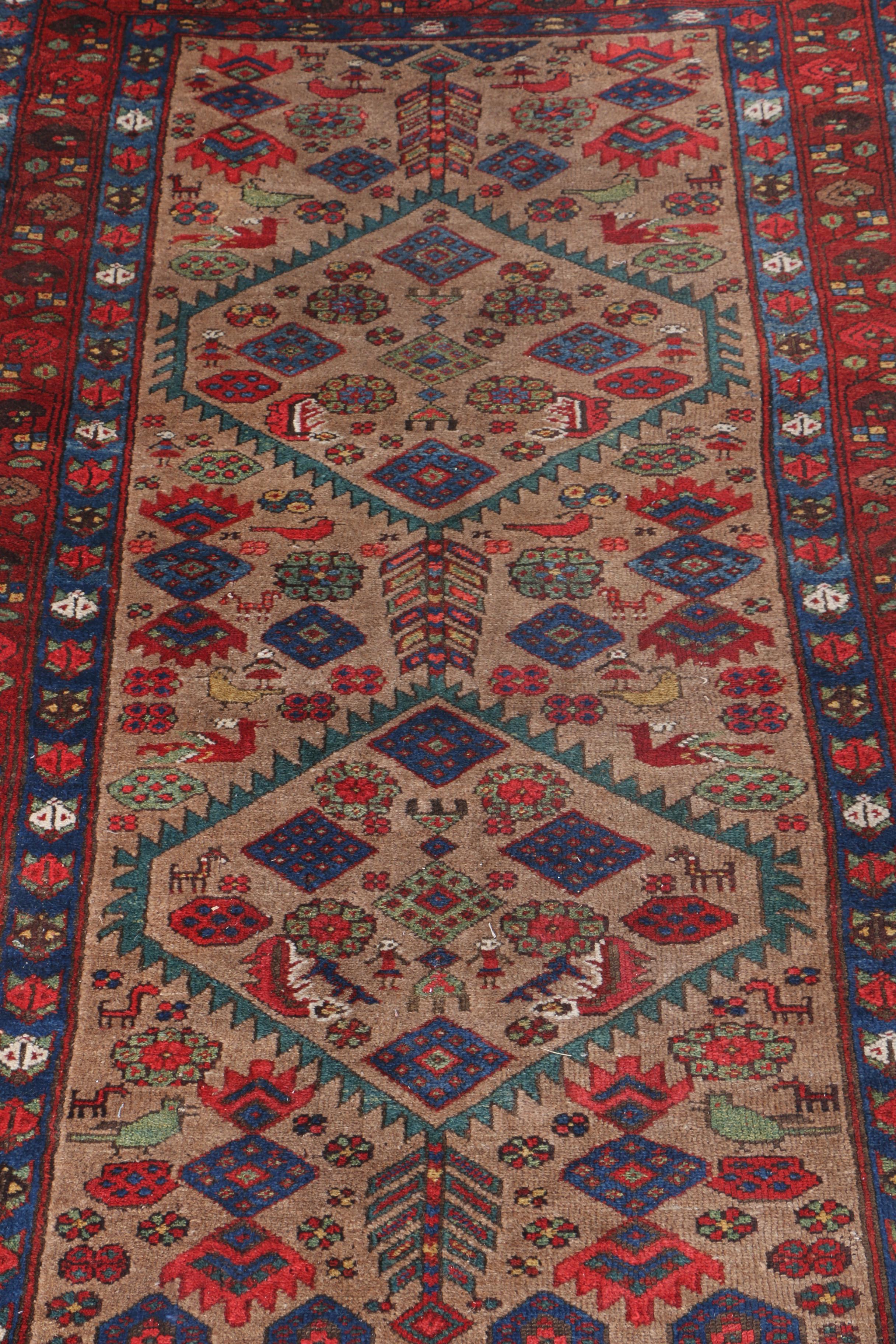 Hand-Knotted Persian Khamseh Long Rug