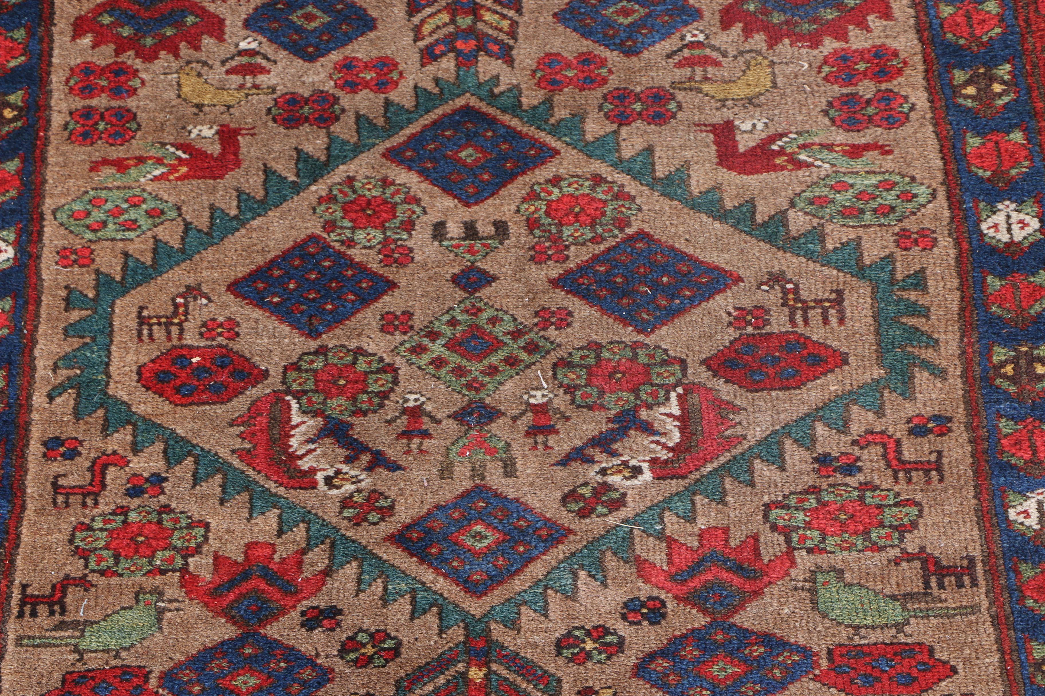 Hand-Knotted Persian Khamseh Long Rug