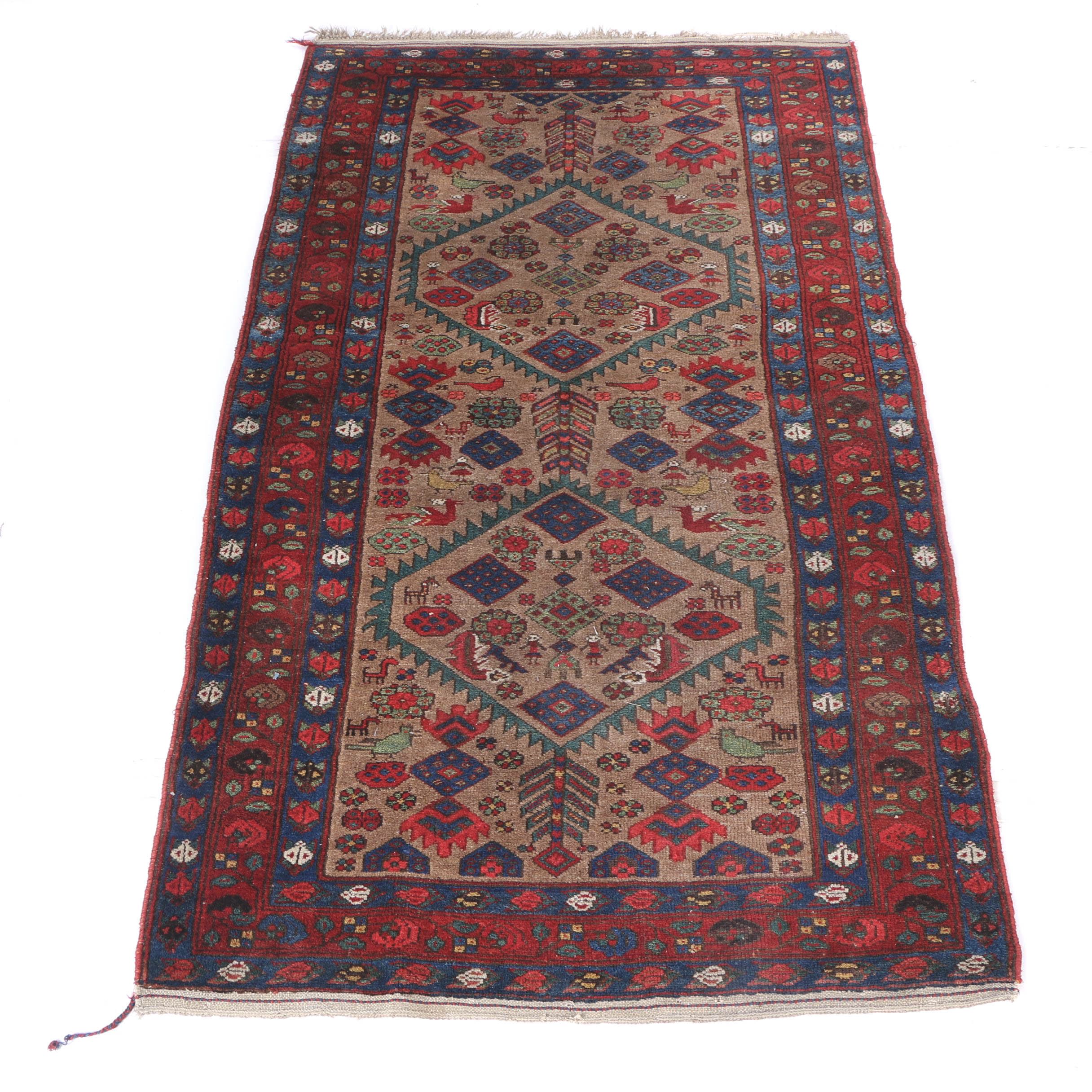 Hand-Knotted Persian Khamseh Long Rug