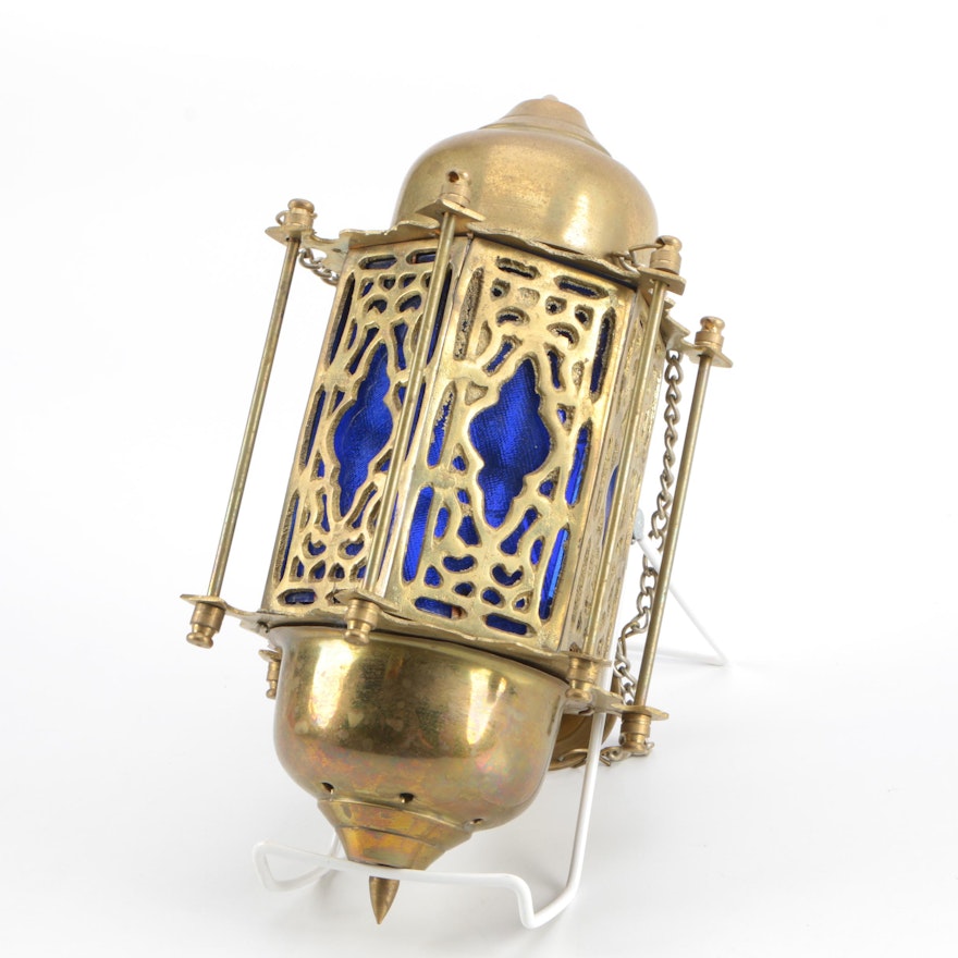 Moroccan Influenced Brass Hanging Lantern