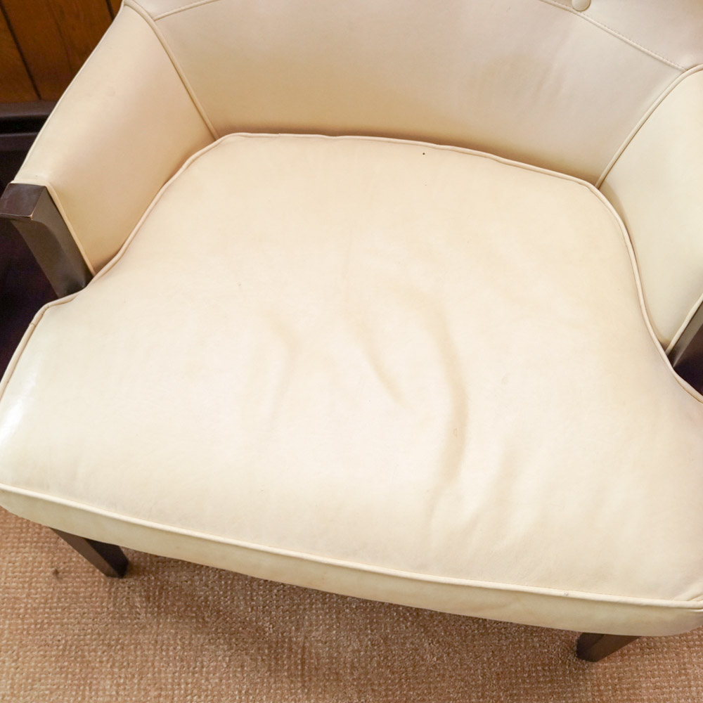 Hand-Crafted Cream-White Leather Armchairs by Drexel Heritage