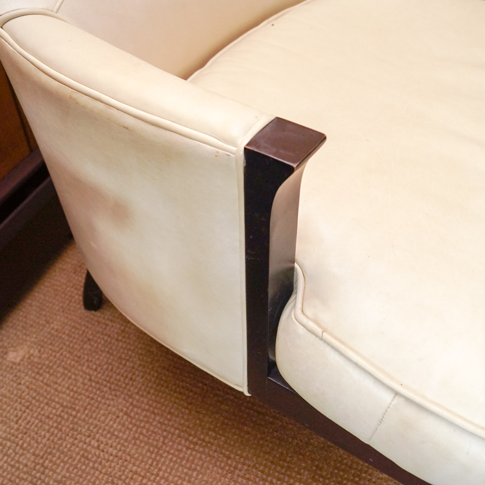 Hand-Crafted Cream-White Leather Armchairs by Drexel Heritage