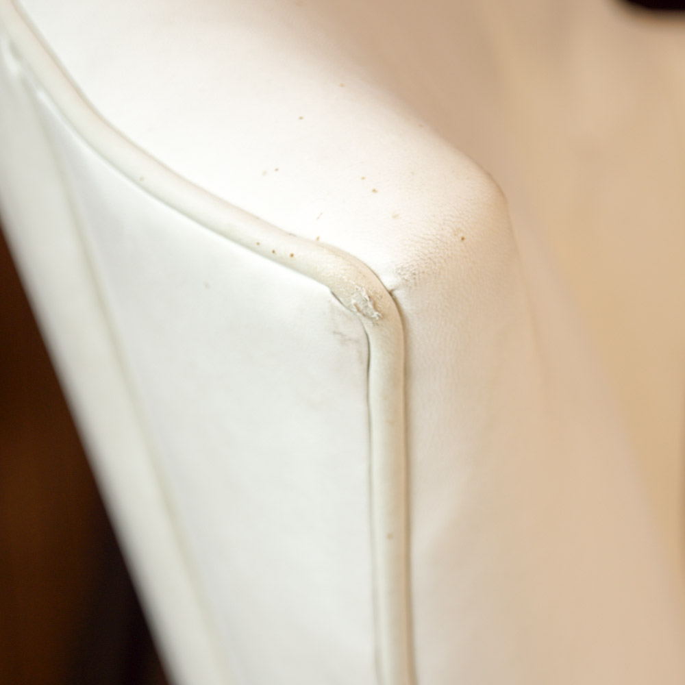 Hand-Crafted Cream-White Leather Armchairs by Drexel Heritage