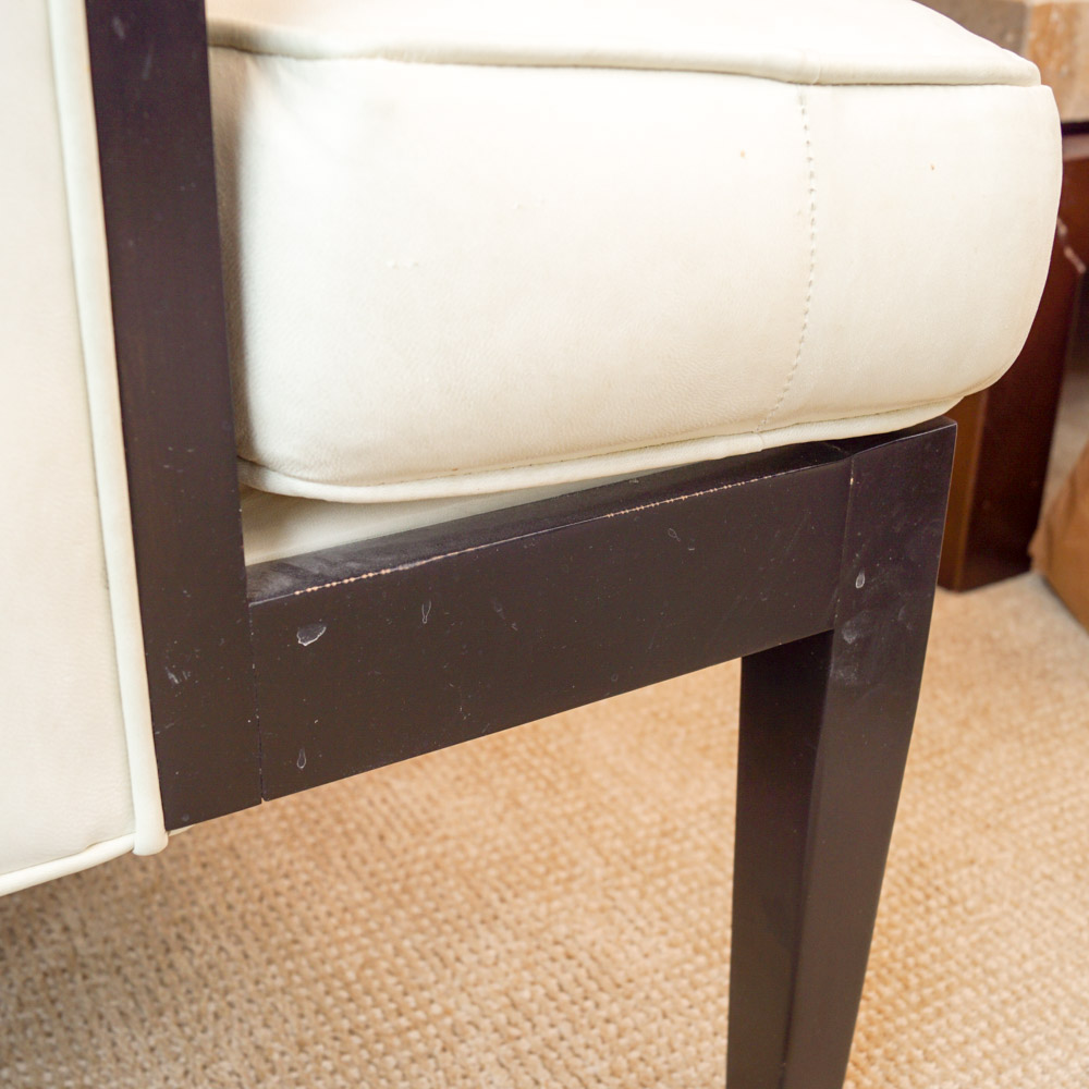 Hand-Crafted Cream-White Leather Armchairs by Drexel Heritage