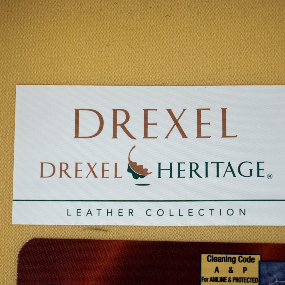 Hand-Crafted Cream-White Leather Armchairs by Drexel Heritage