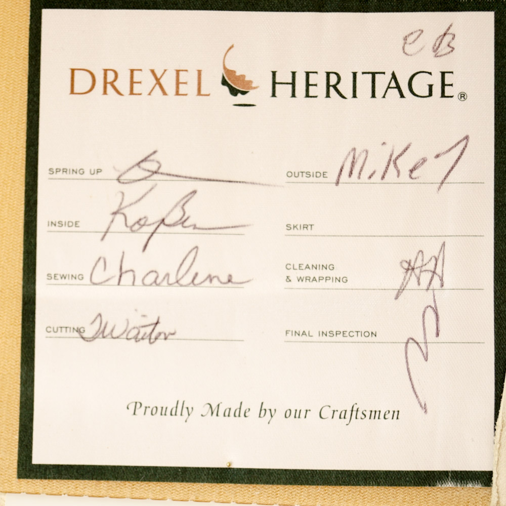 Hand-Crafted Cream-White Leather Armchairs by Drexel Heritage