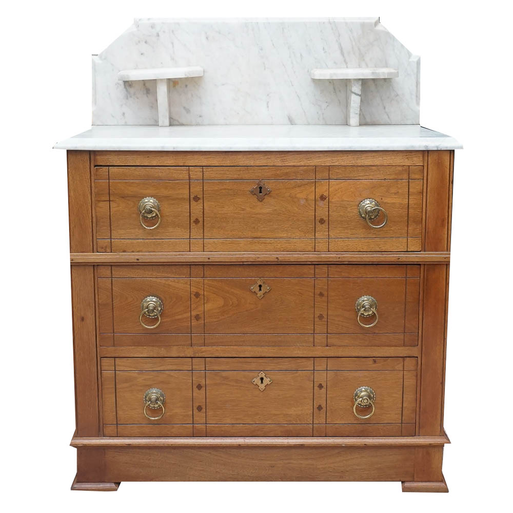 Antique Eastlake Style Chest of Drawers with Marble Top
