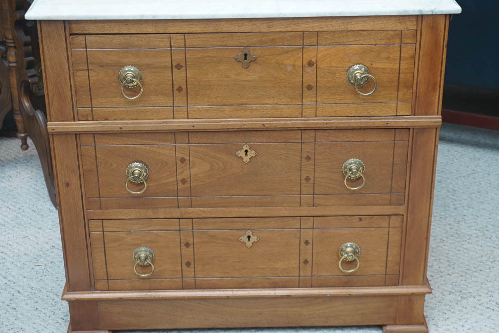 Antique Eastlake Style Chest of Drawers with Marble Top