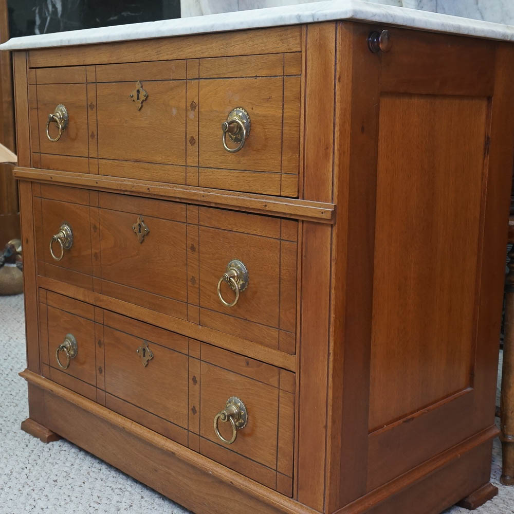 Antique Eastlake Style Chest of Drawers with Marble Top