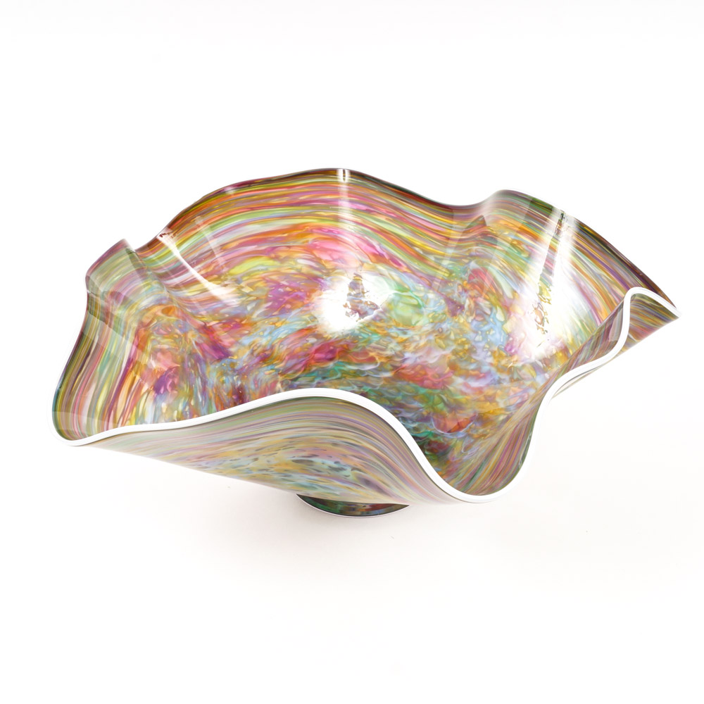 Robert Handley 2010 Freeform Multicolored Art Glass Bowl