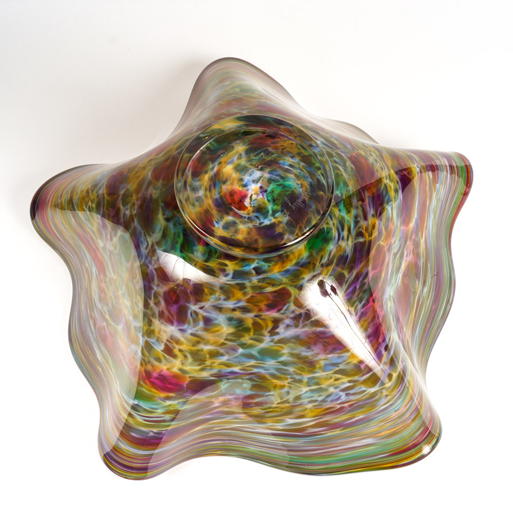 Robert Handley 2010 Freeform Multicolored Art Glass Bowl