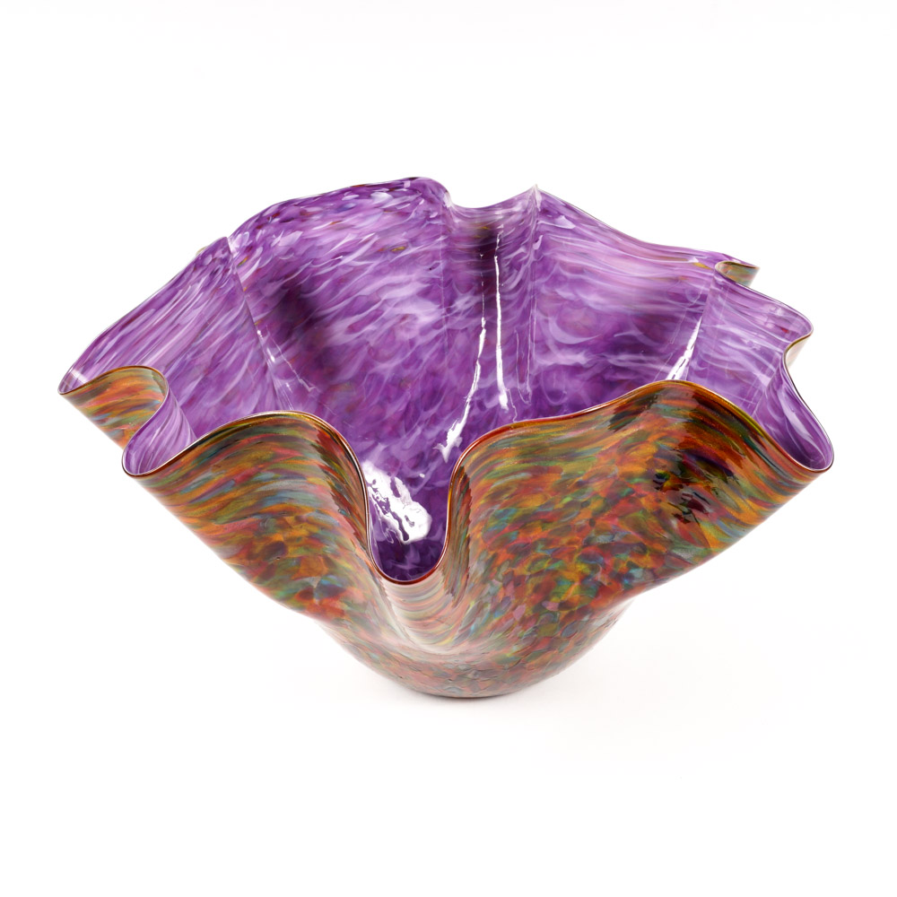 Dirwood 2008 Hand-Blown Artisan "End of Day Glass" Handkerchief Vase